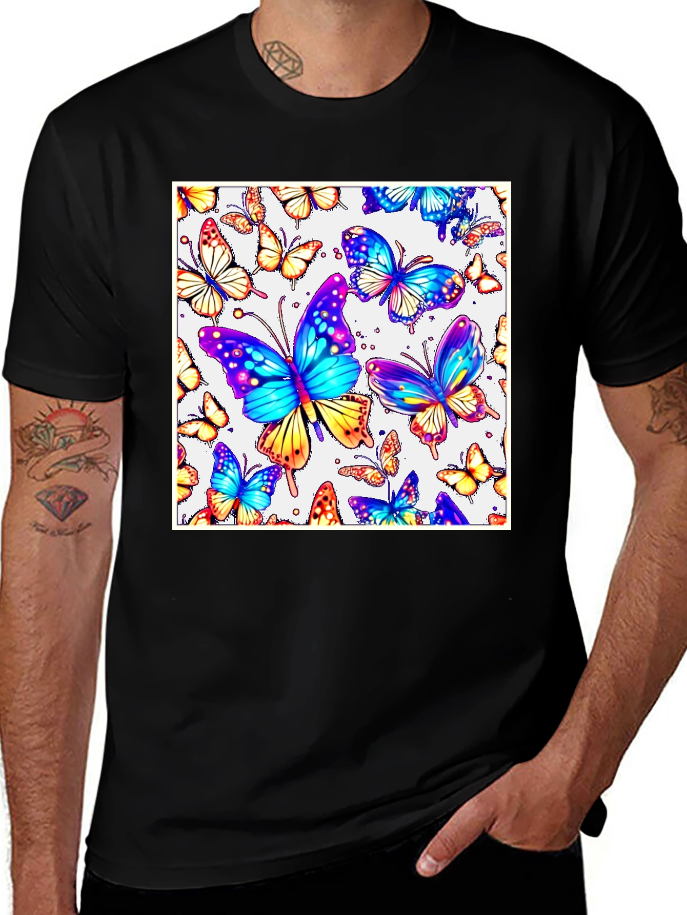 Variant 29 of Butterfly Print Black T-Shirt