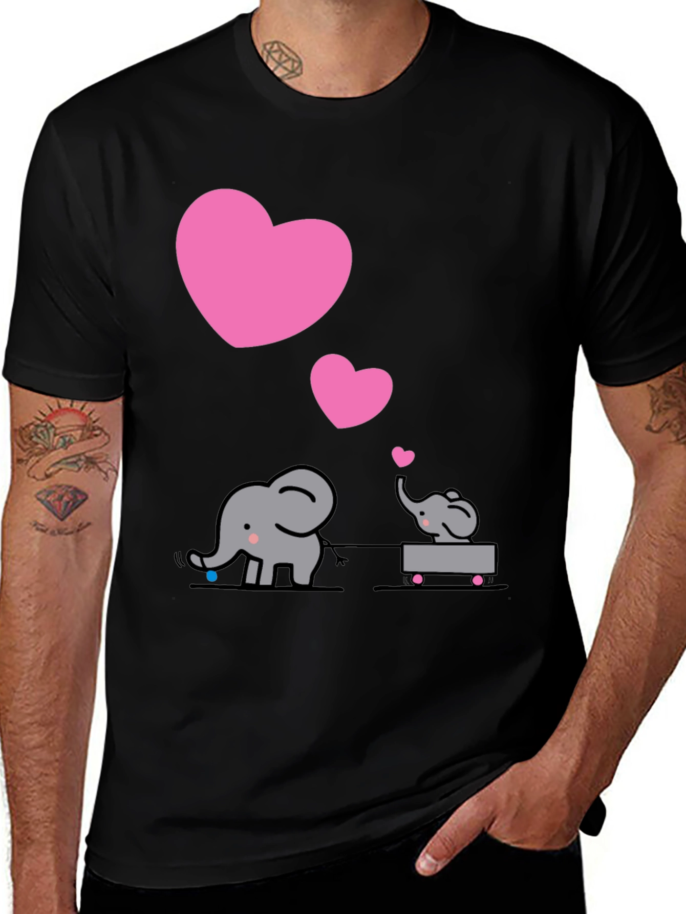 Variant 7 of Elephant Love T-Shirt, Cute Cartoon Design