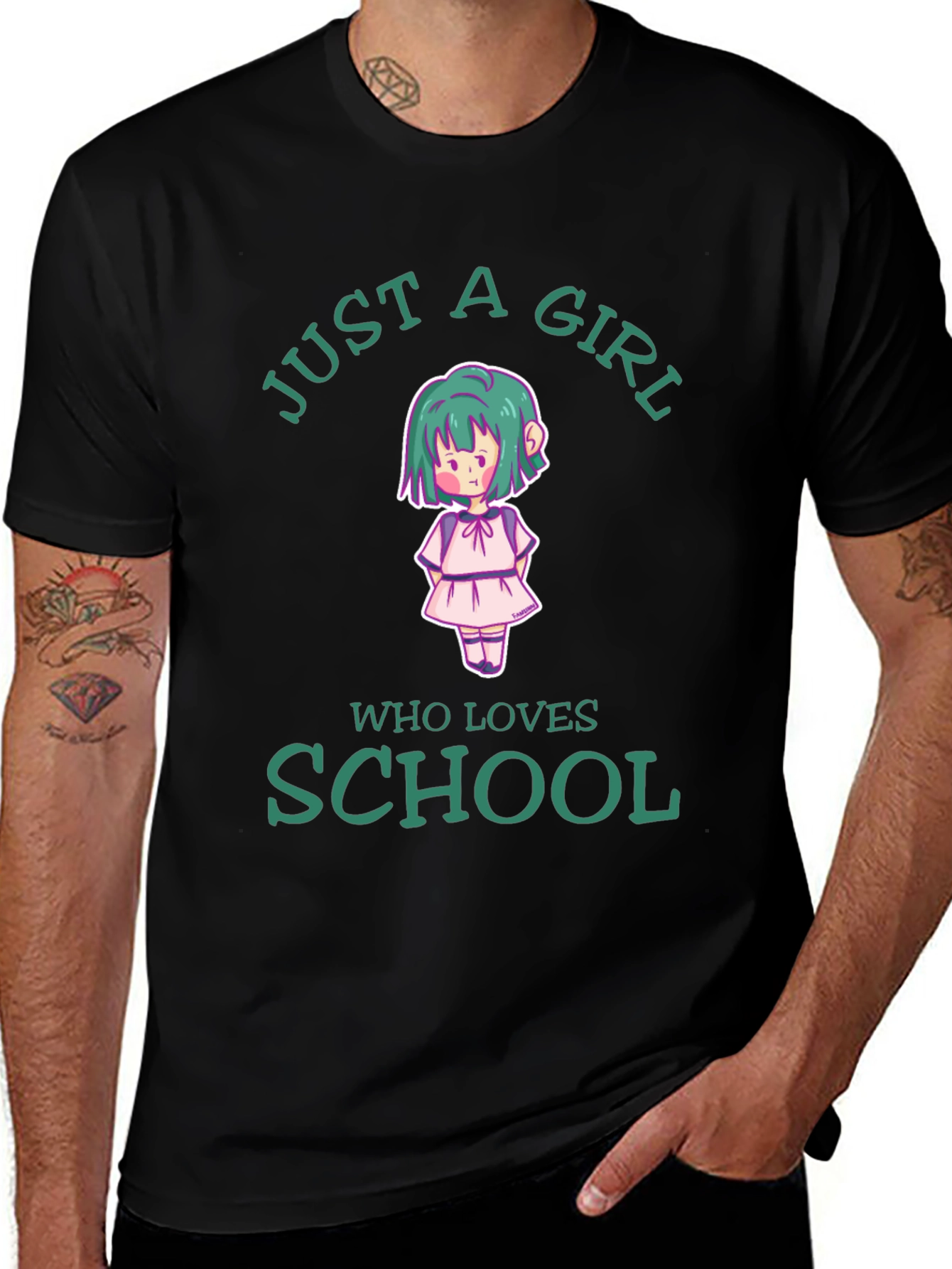 Variant 9 of Just A Girl Who Loves School Black T-Shirt