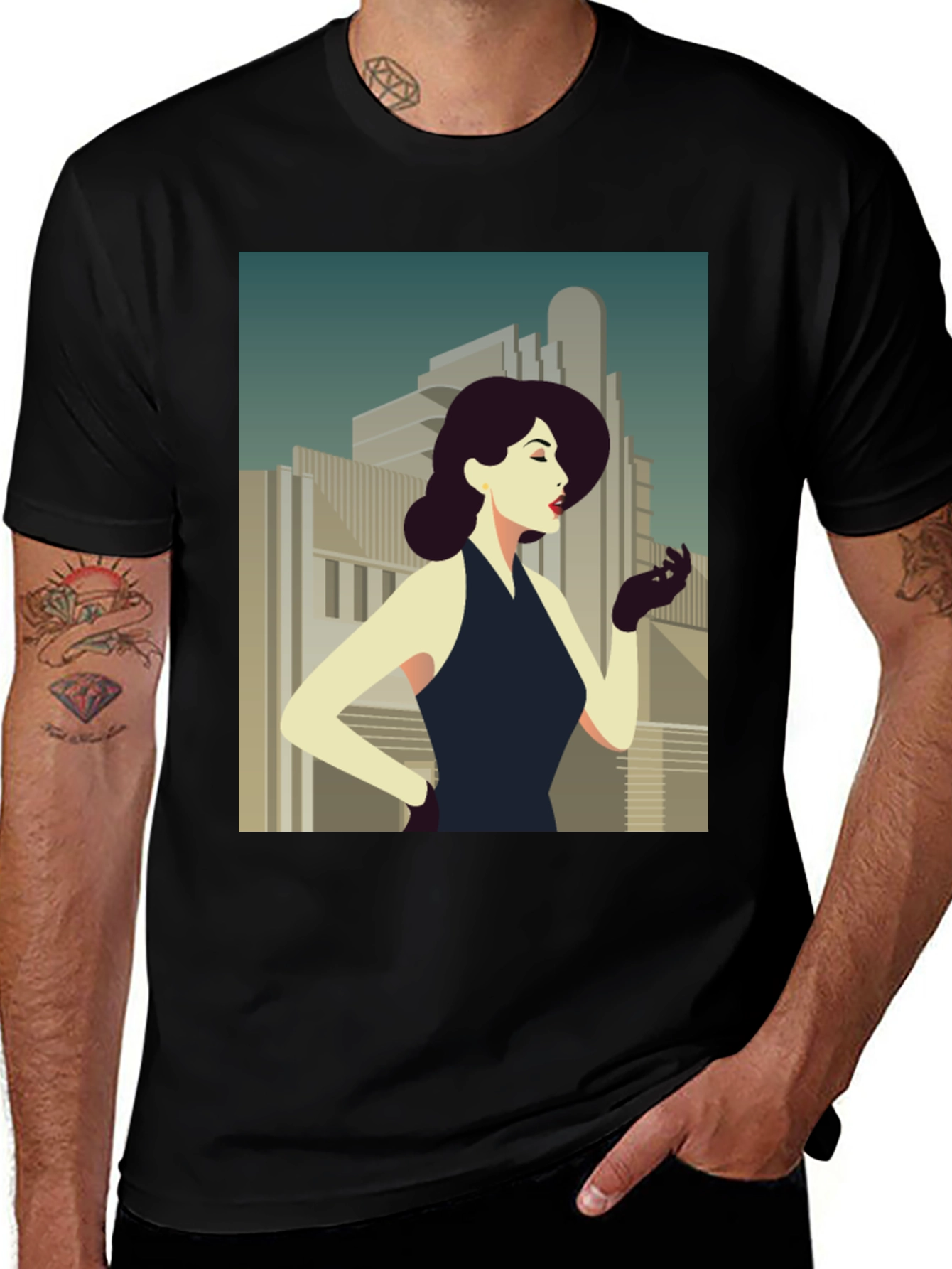 Variant 27 of Retro Art Deco Woman's Graphic Tee