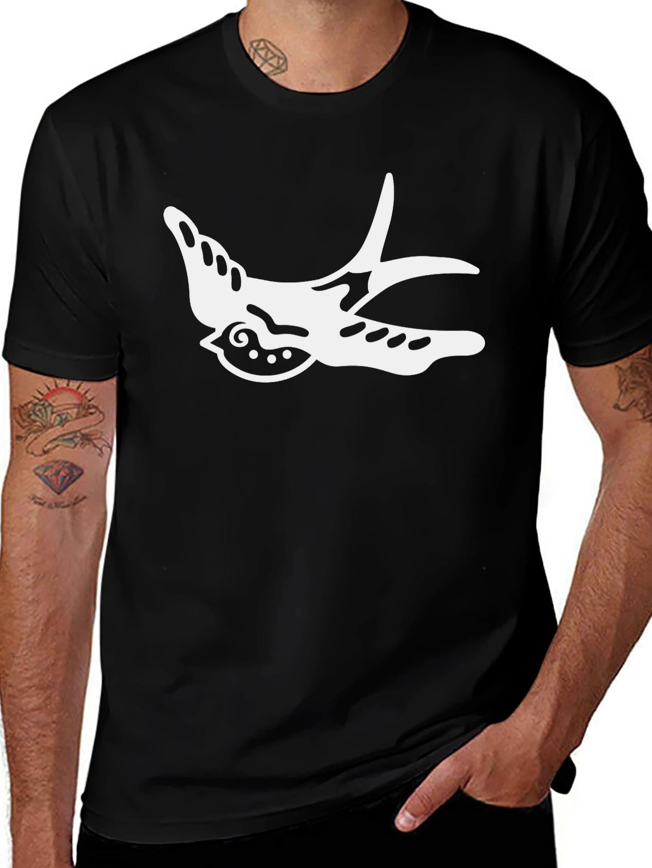 Variant 16 of Stylish Black T-Shirt with Swallow Graphic