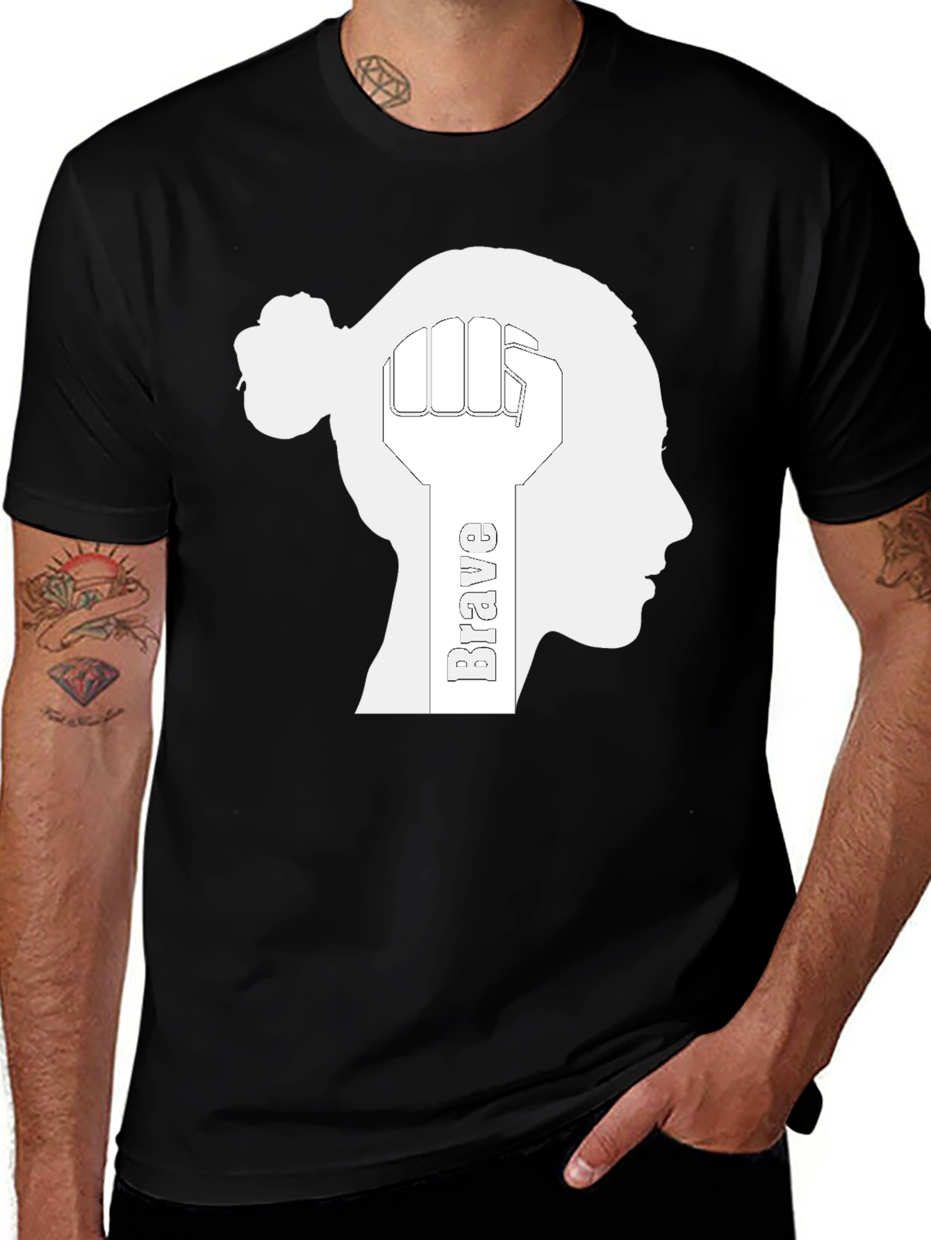 Variant 28 of Brave Woman's Empowerment Graphic Tee - Black