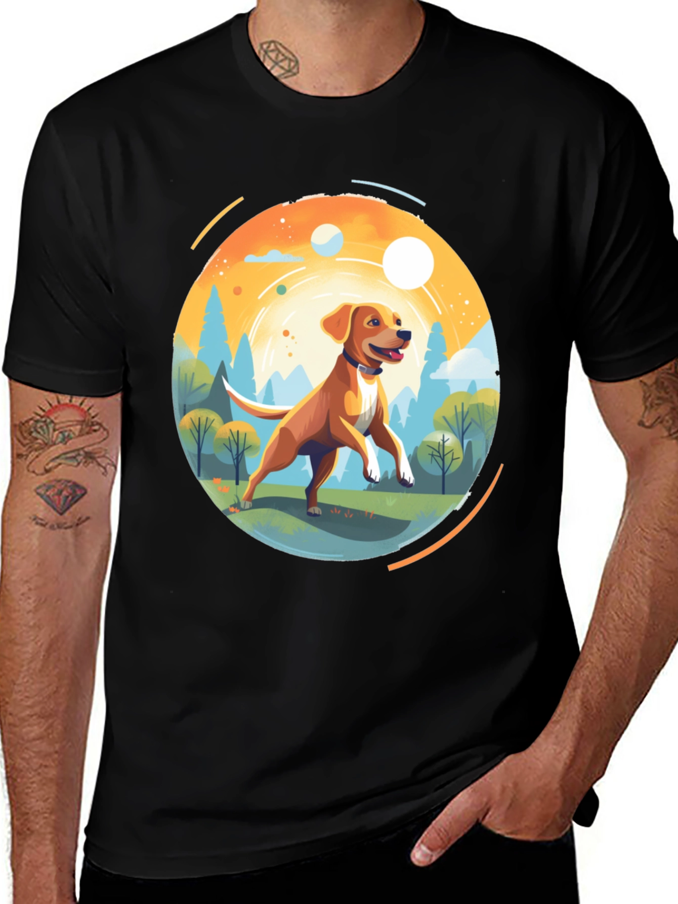 Variant 8 of Dog Graphic Tee - Black Casual T-Shirt