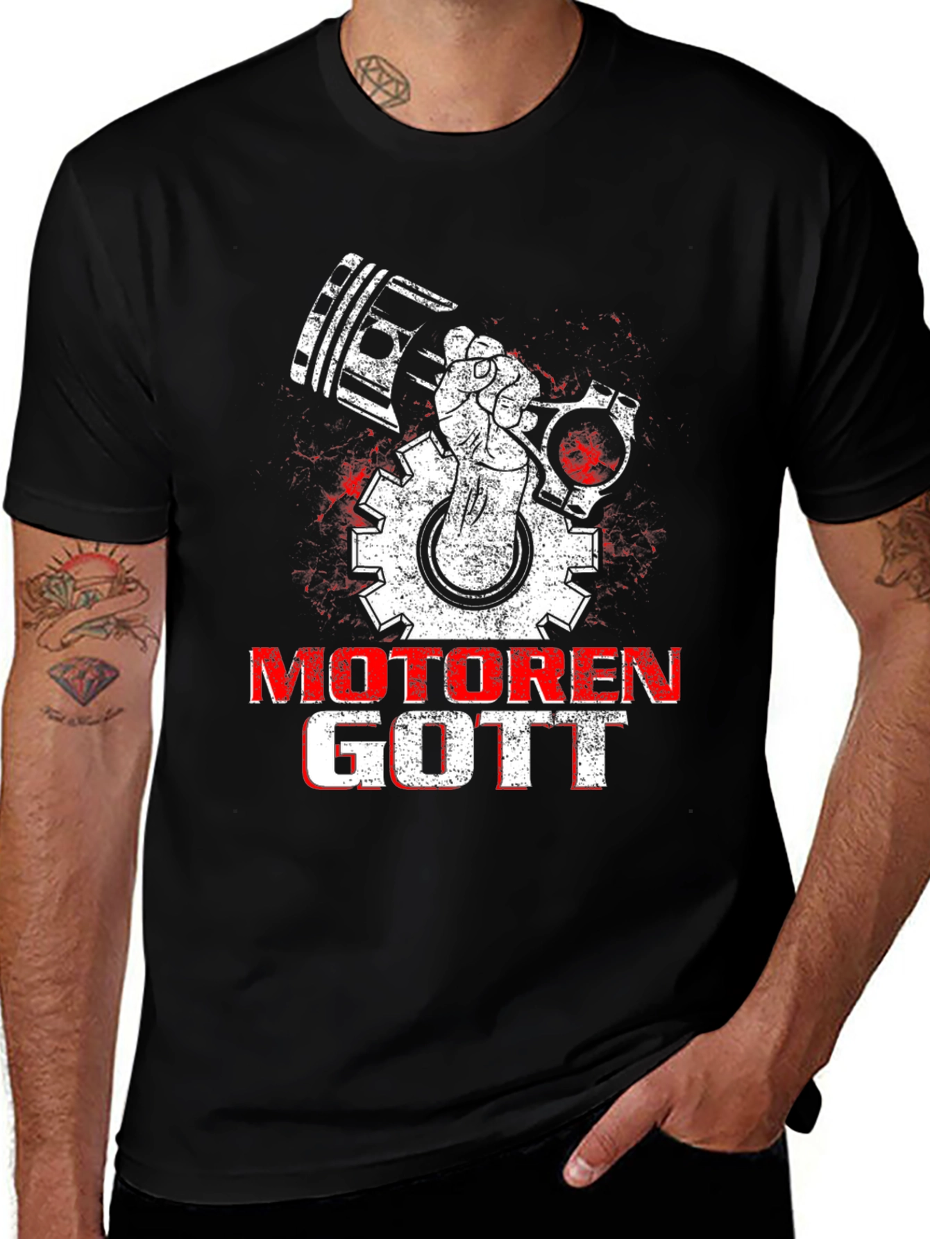 Variant 22 of Motoren Gott Black T-Shirt - Engine Lover