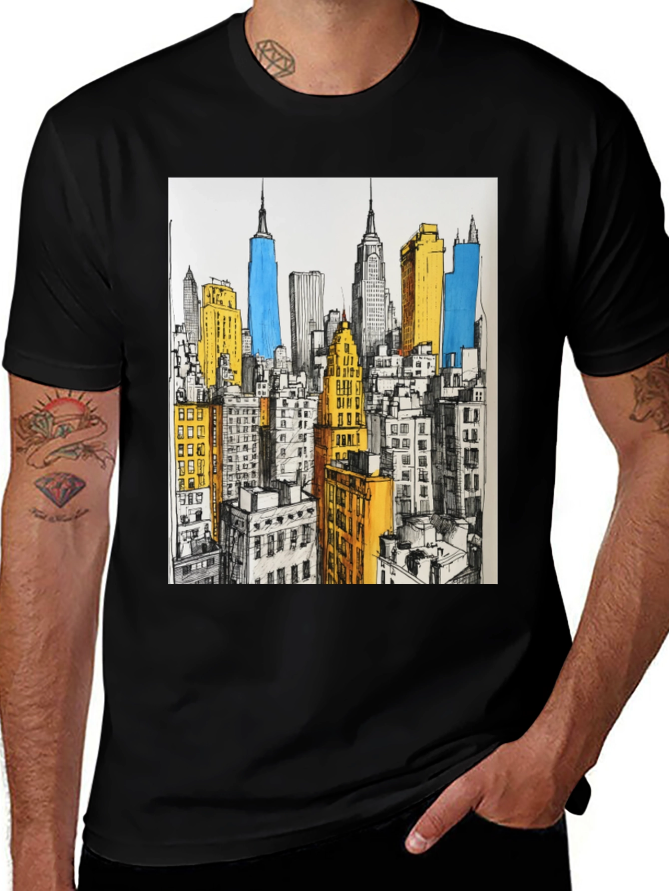 Variant 24 of New York City Skyline Graphic T-Shirt - Black