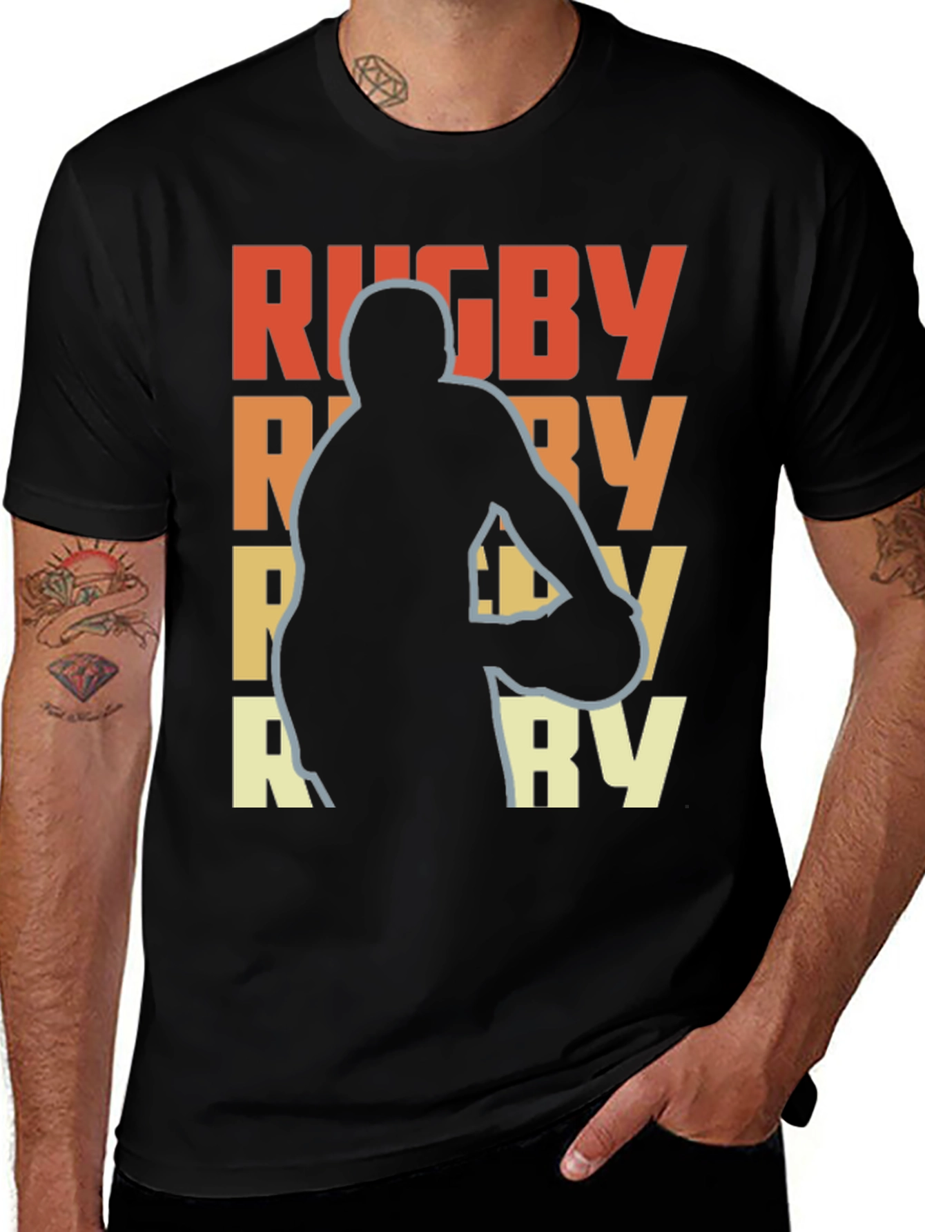 Variant 14 of Rugby Player Graphic Tee - Retro Style T-Shirt