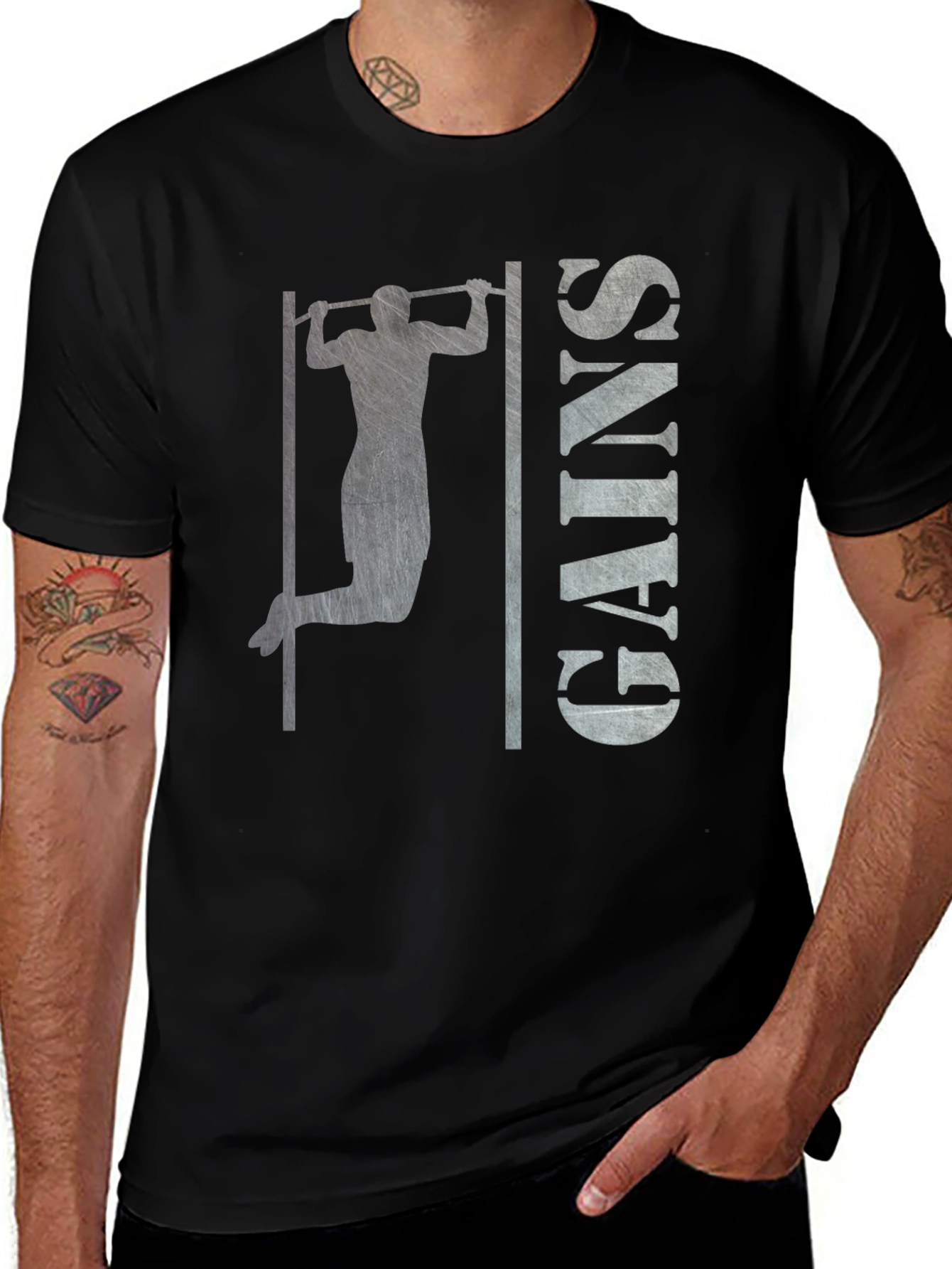 Variant 24 of Men's Gains Pull-Up Graphic T-Shirt