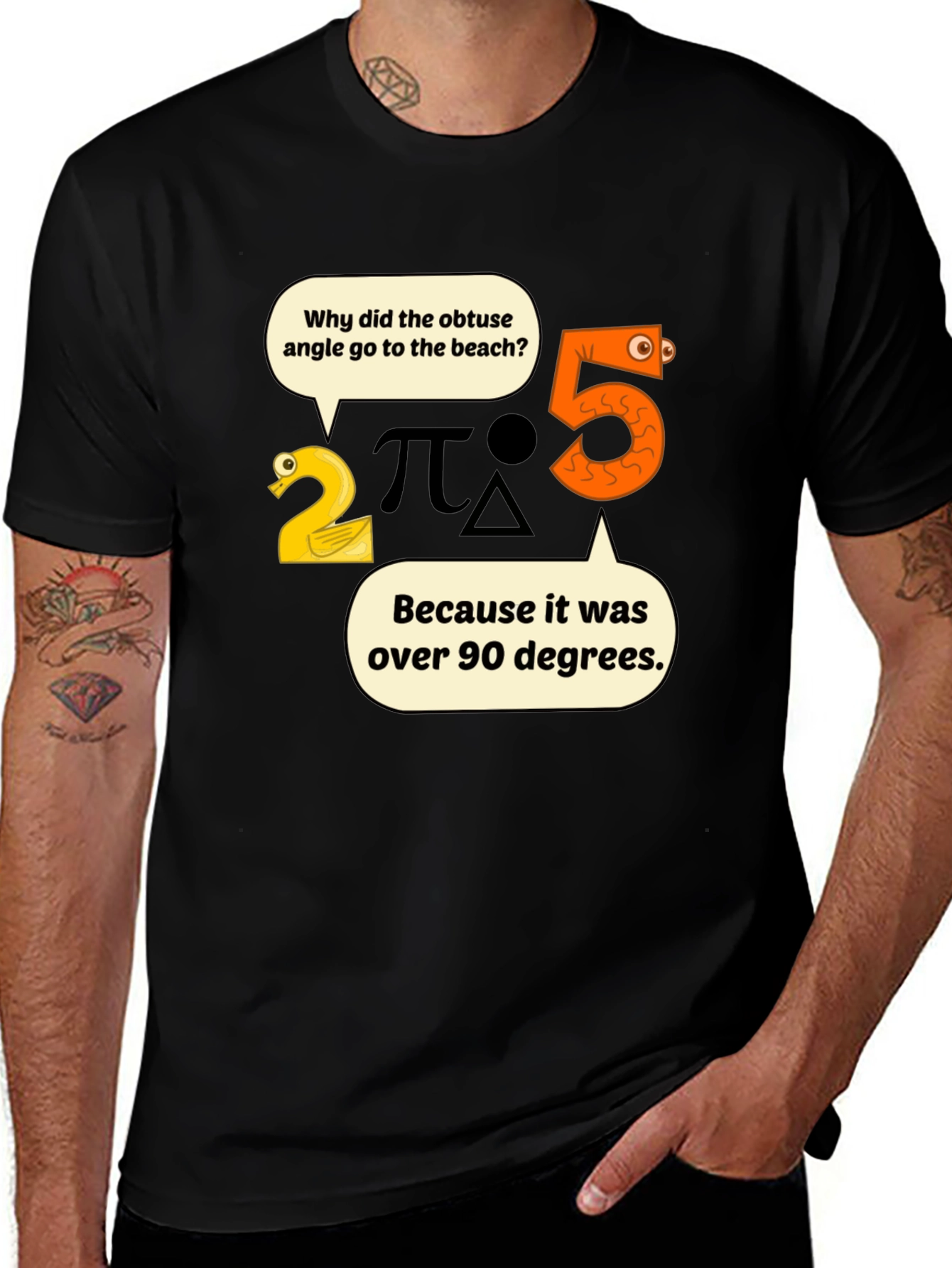 Variant 10 of Funny Math Pun T-Shirt - Obtuse Angle Beach Trip