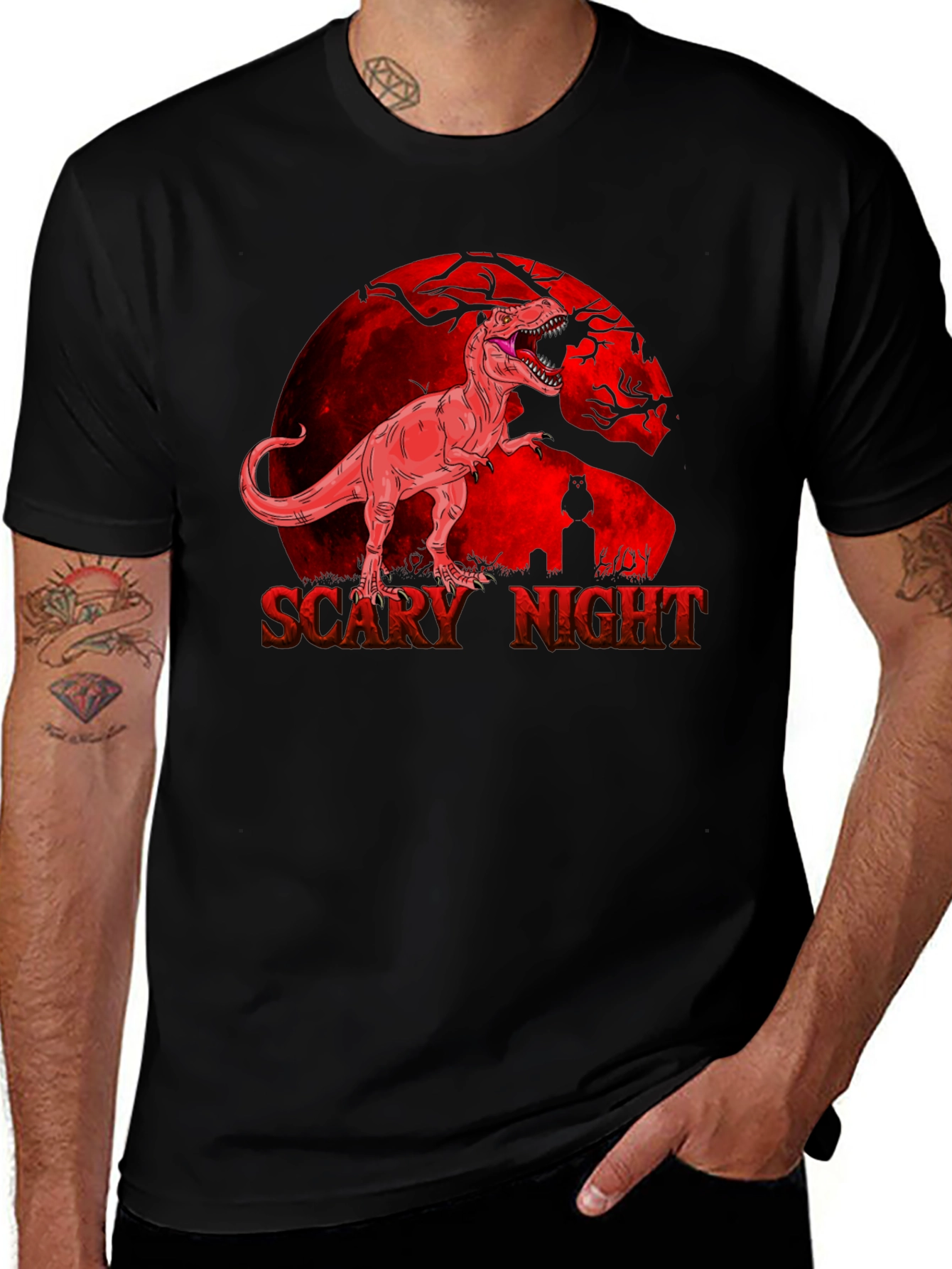 Scary Night T-Rex Graphic Tee - Halloween Ready!