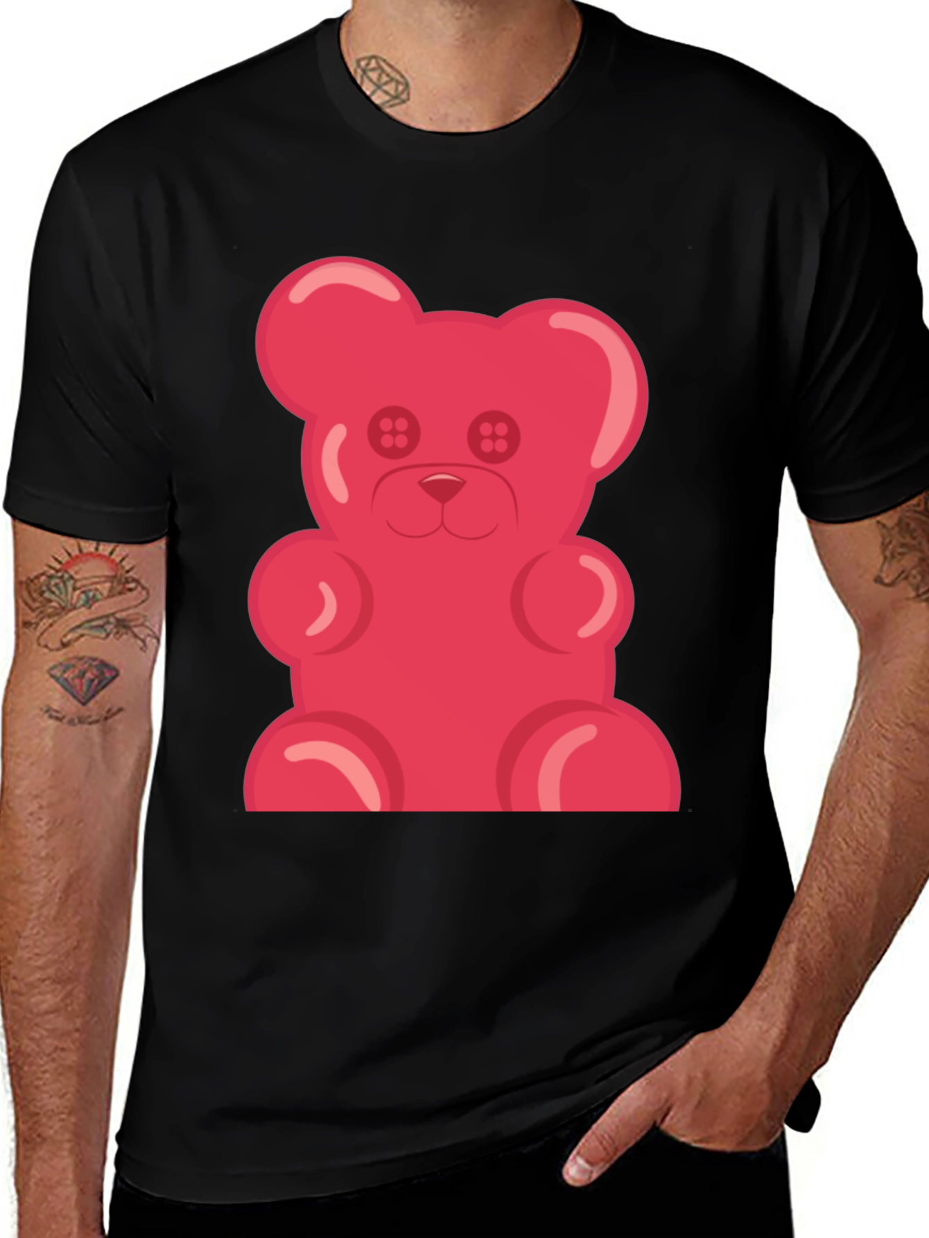 Variant 13 of Gummy Bear Graphic Tee - Black Cotton T-Shirt