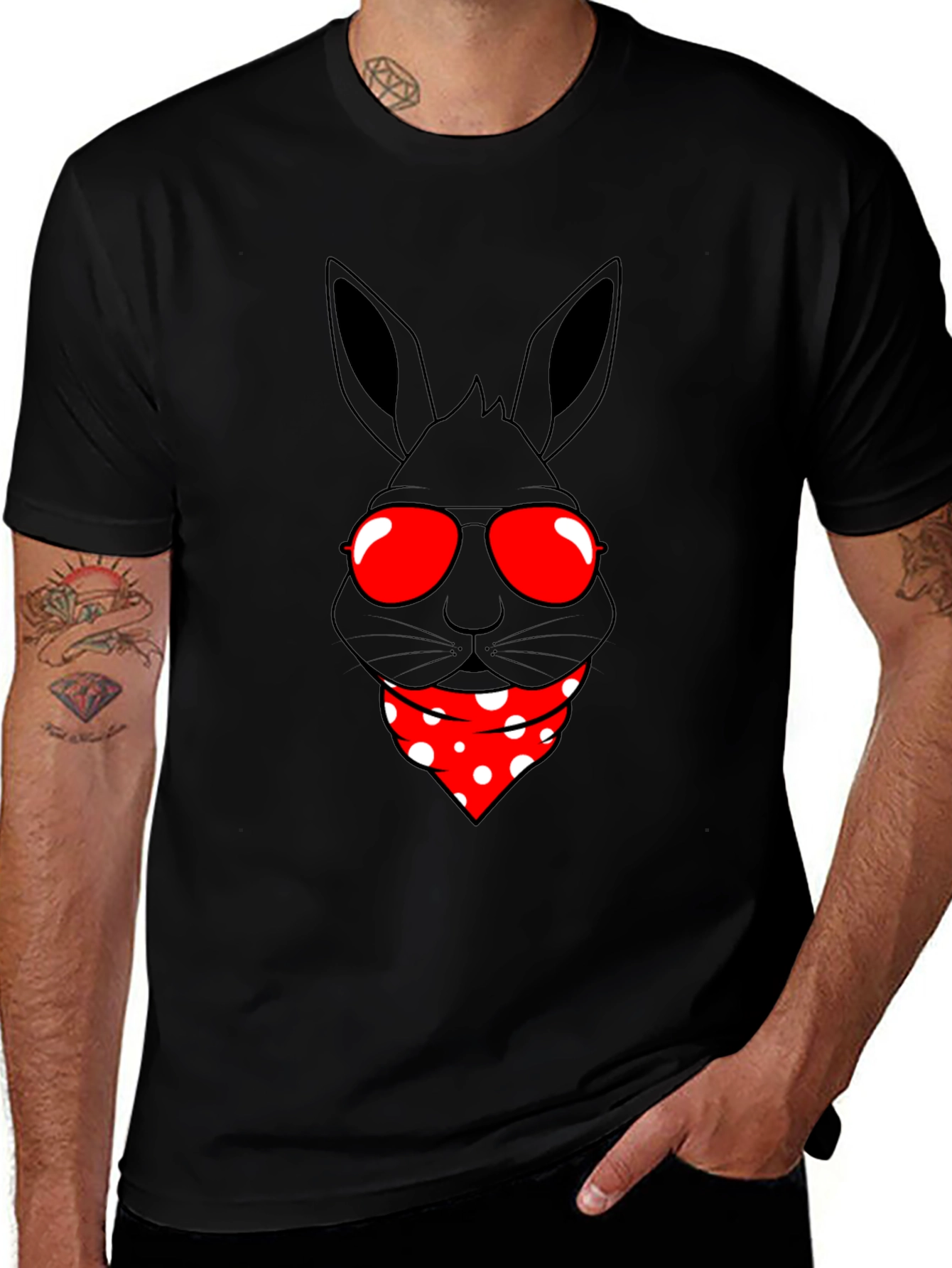 Variant 14 of Cool Rabbit Graphic Tee - Black T-Shirt
