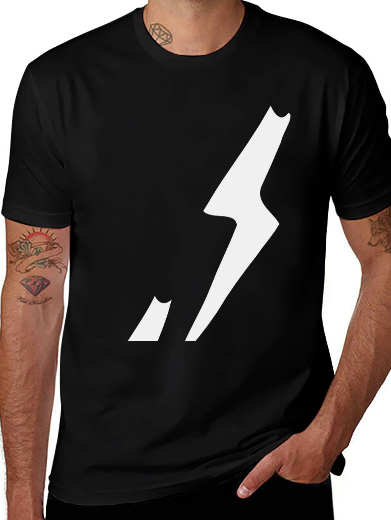 Variant 24 of Bold Lightning Bolt Graphic Tee - Black