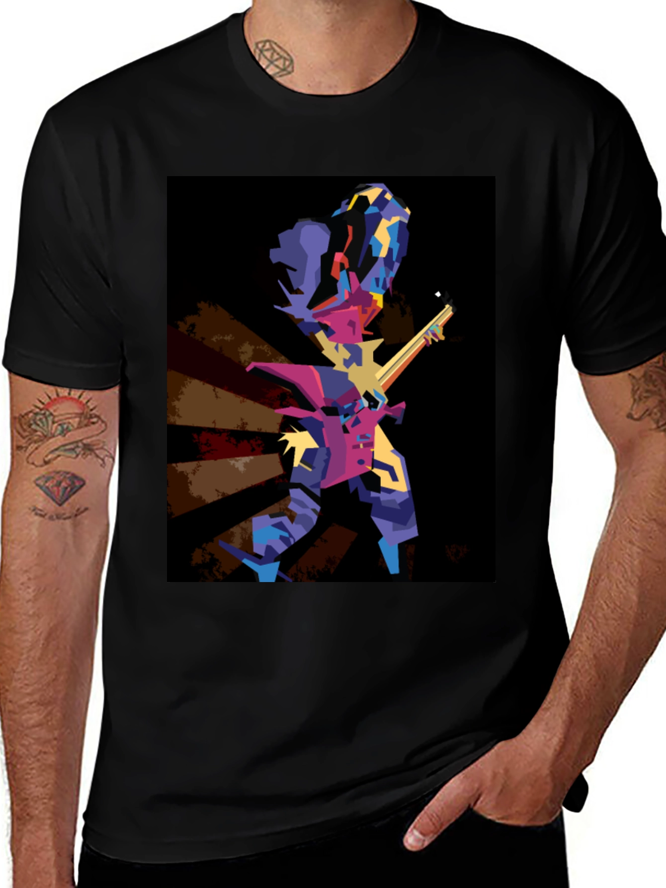 Variant 19 of Abstract Guitar Player Graphic T-Shirt