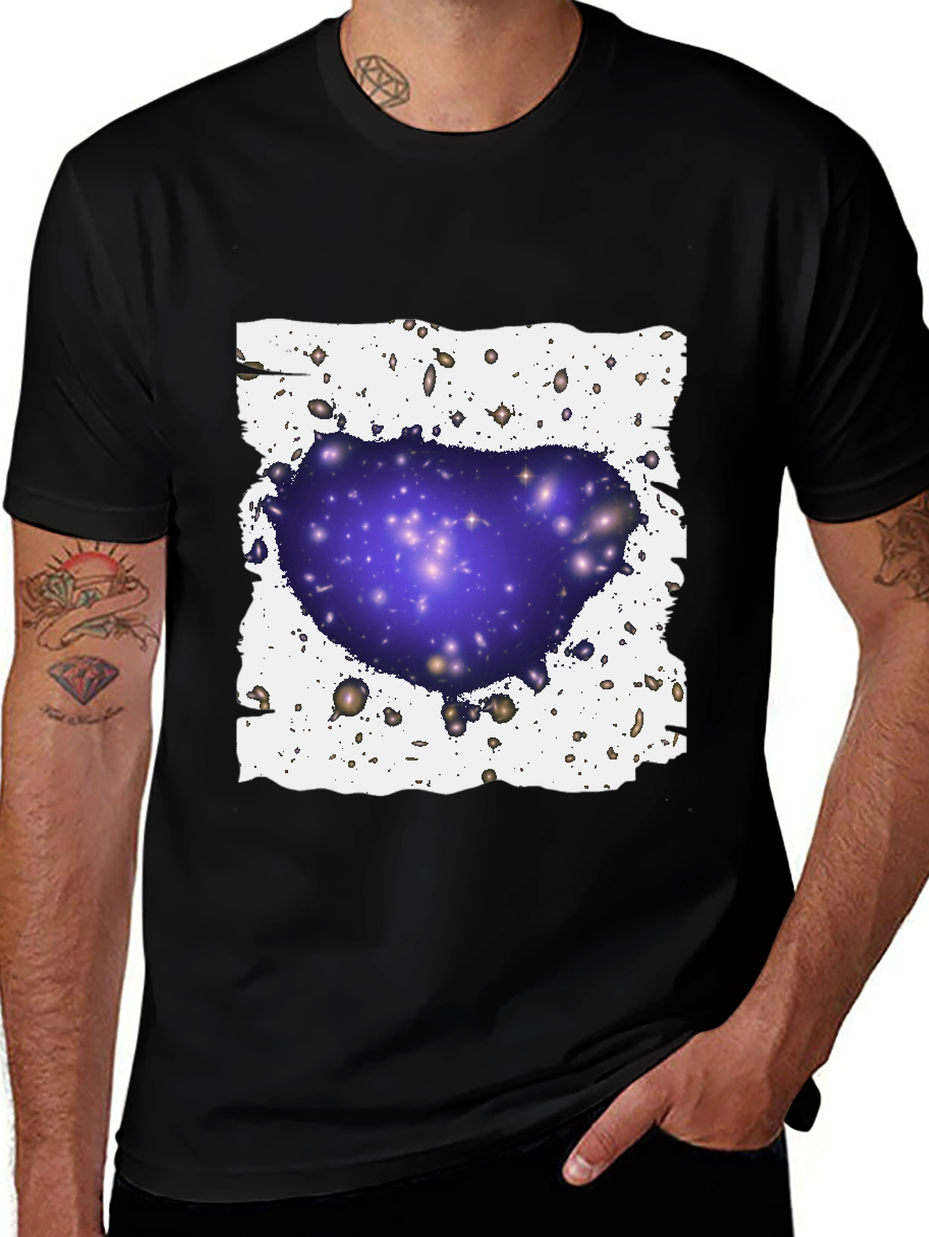 Galaxy Cluster Graphic T-Shirt - Black