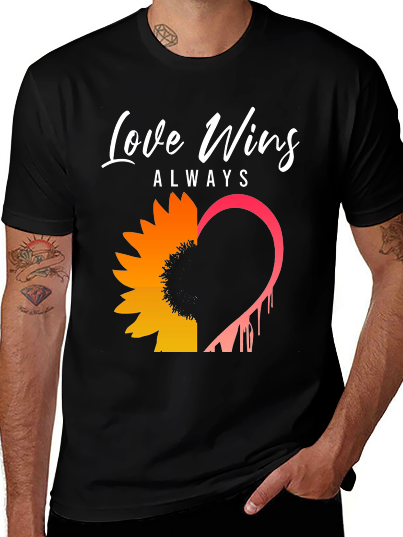 Variant 21 of Love Wins Sunflower Graphic Tee - Black