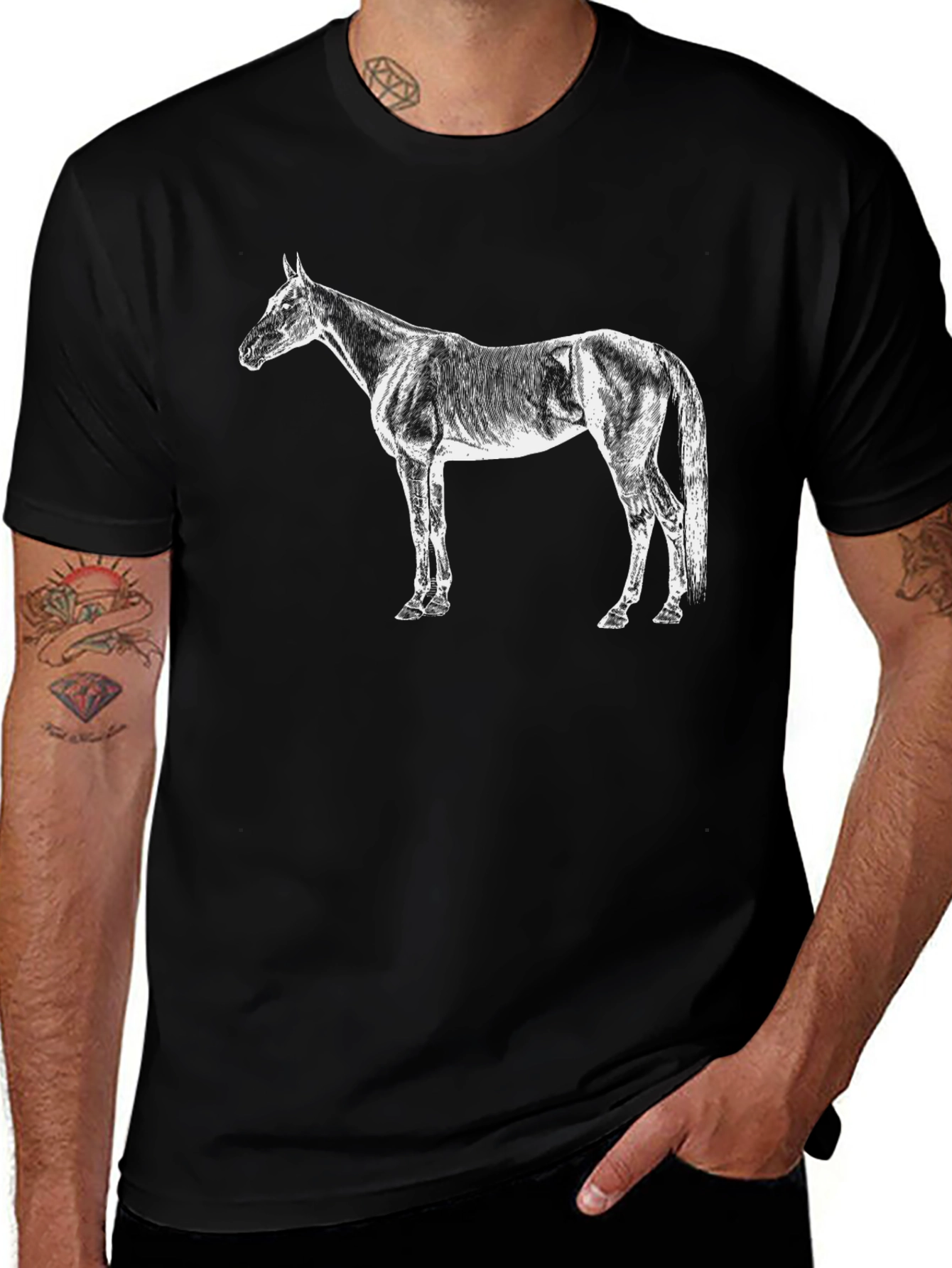 Variant 15 of Horse Graphic Tee - Men's Black T-Shirt
