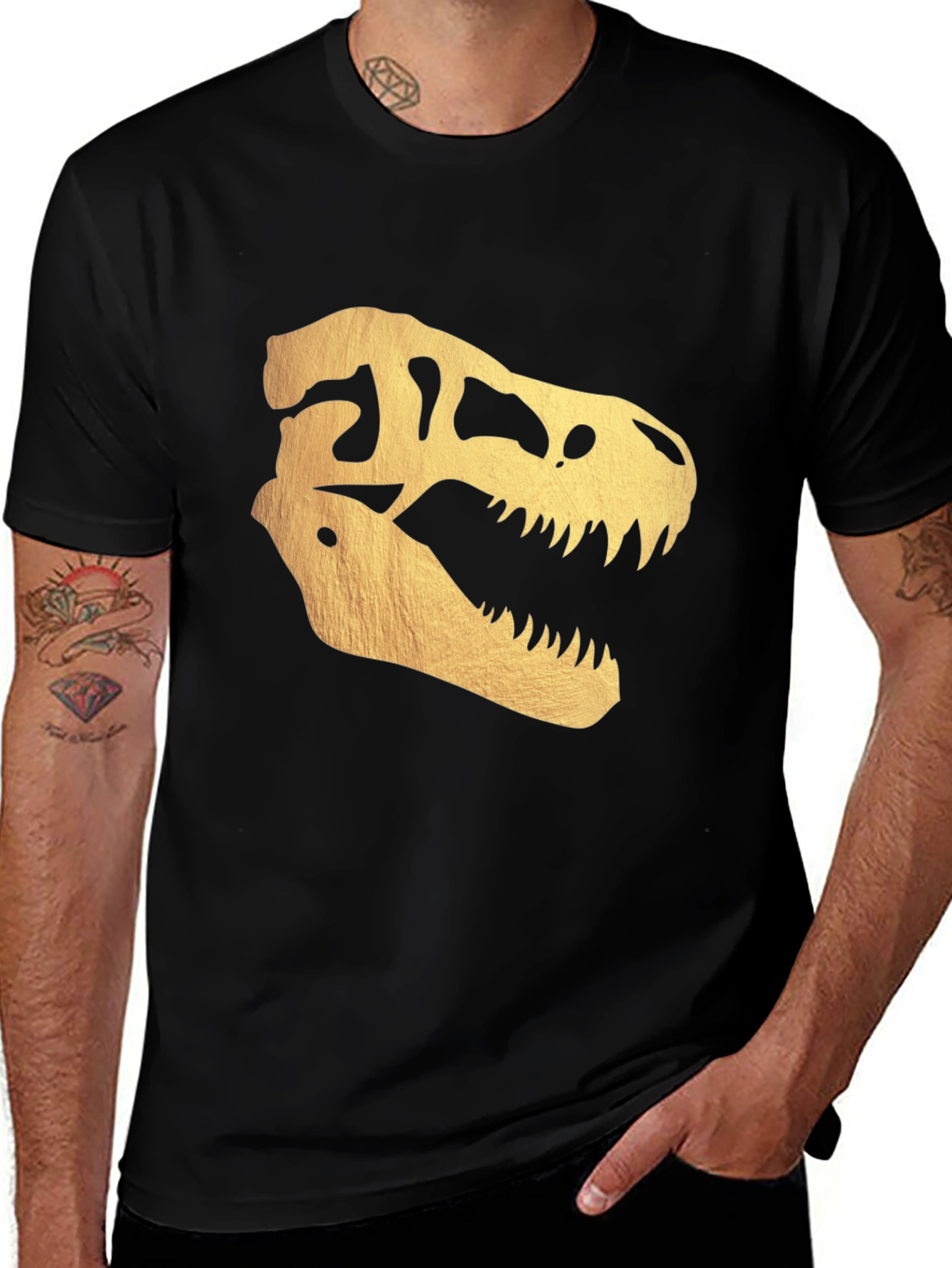 Variant 22 of Golden Dinosaur Skull T-Shirt - Bold Graphic Tee