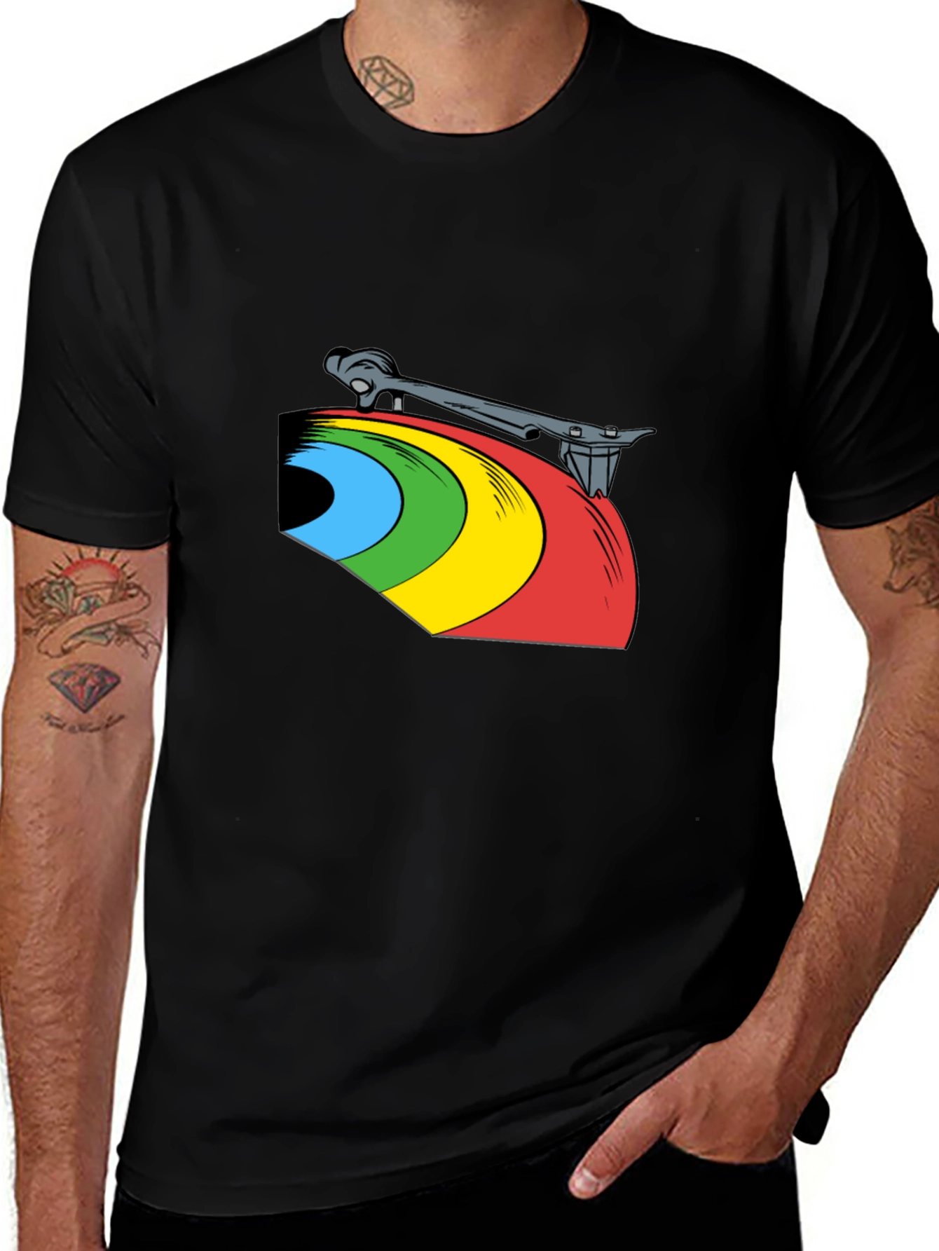 Variant 29 of Retro Record Player Graphic Tee - Black T-Shirt