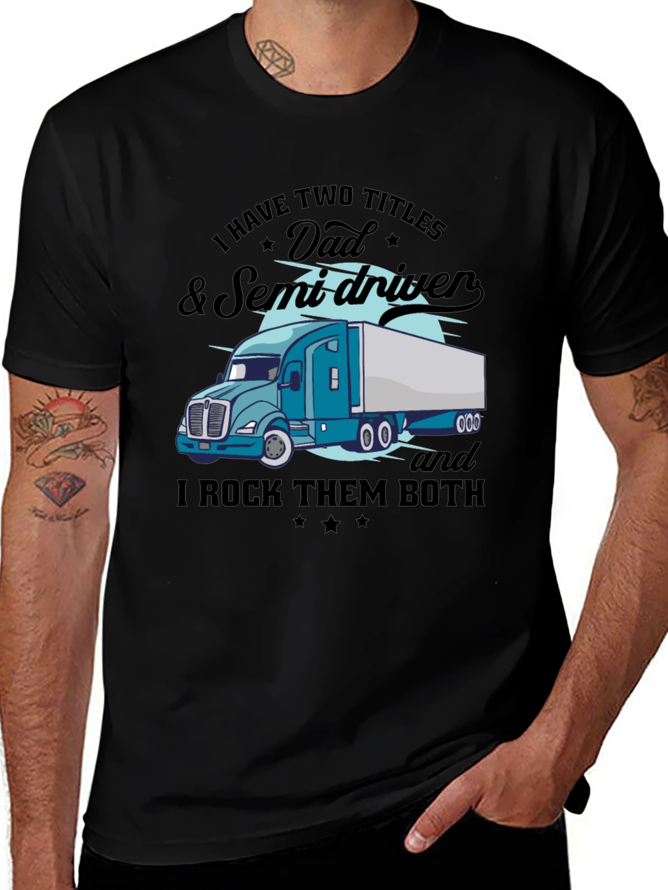 Variant 16 of Dad & Semi Driver Black Graphic T-Shirt