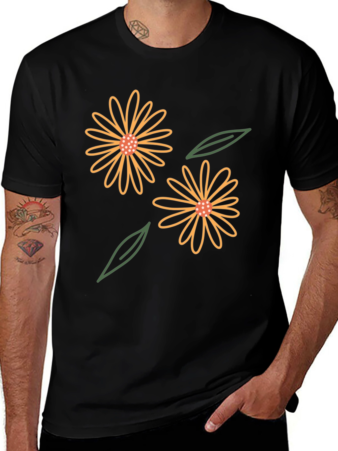 Variant 14 of Floral Graphic Black T-Shirt