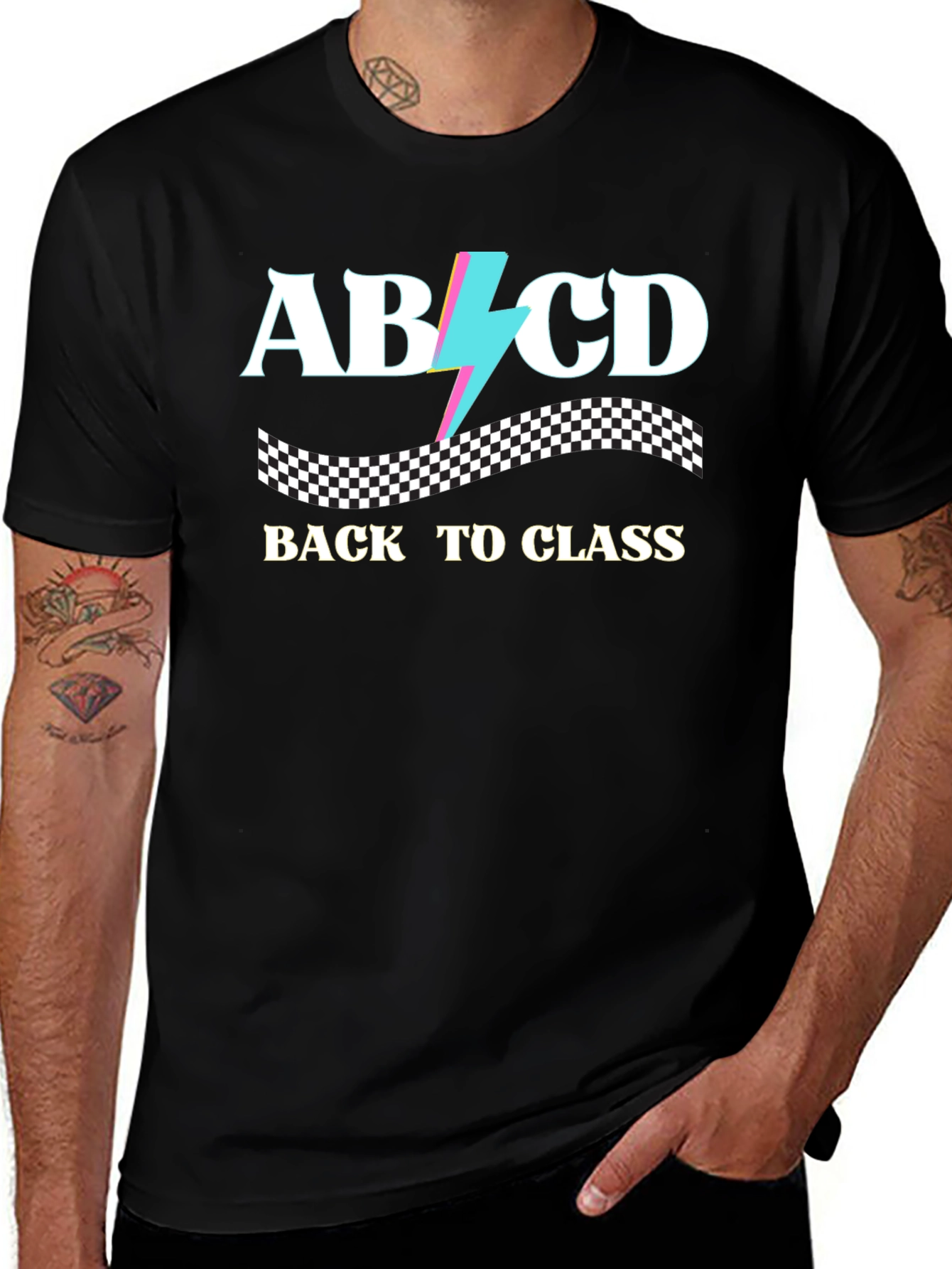 Variant 17 of Back to Class Graphic Tee - ABCD Lightning Bolt Design