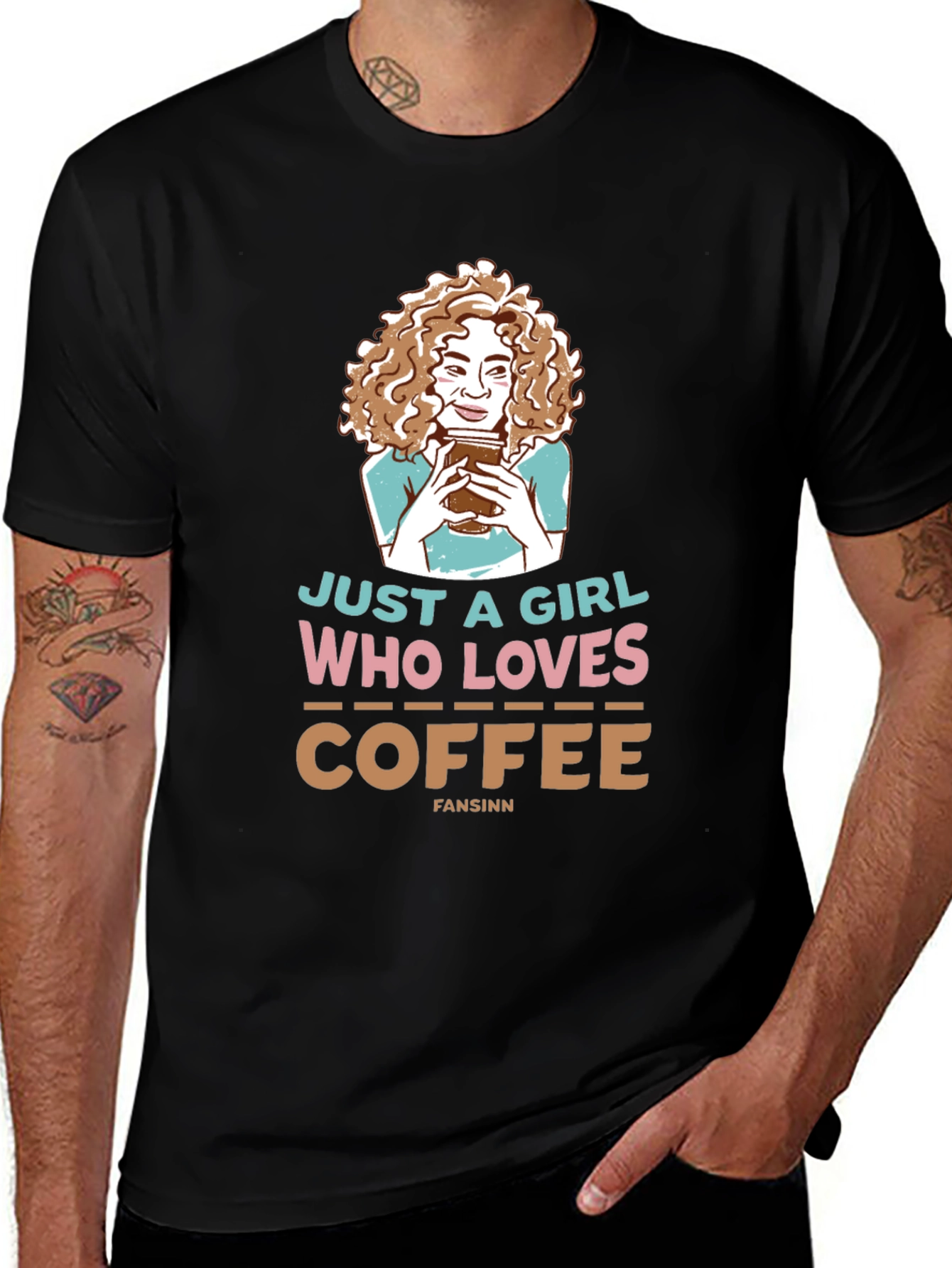 Variant 25 of Just A Girl Who Loves Coffee Black T-Shirt