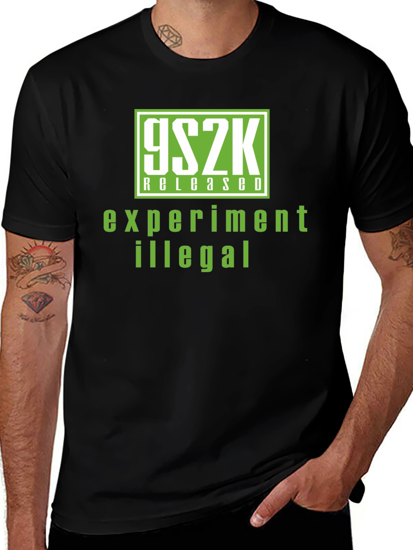 Variant 16 of 9SZK Released Experiment Illegal Graphic Tee - Black