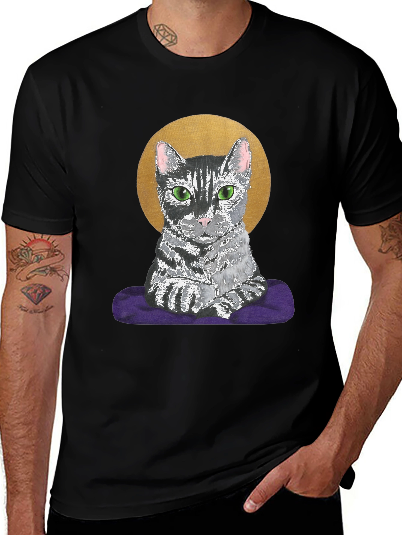 Variant 4 of Cat Halo T-Shirt - Regal Feline Tee