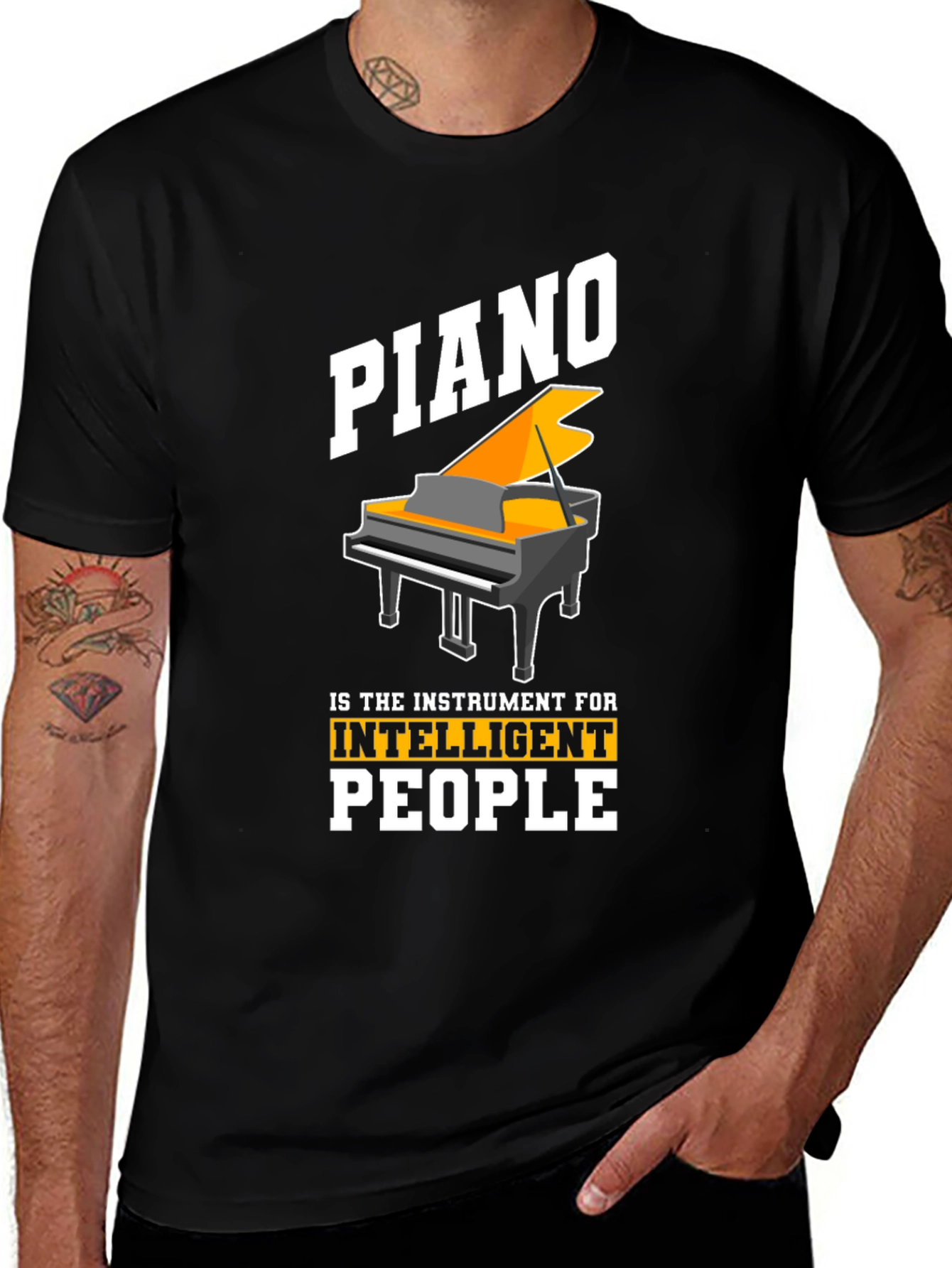 Variant 28 of Piano Intelligent People Black Graphic T-Shirt