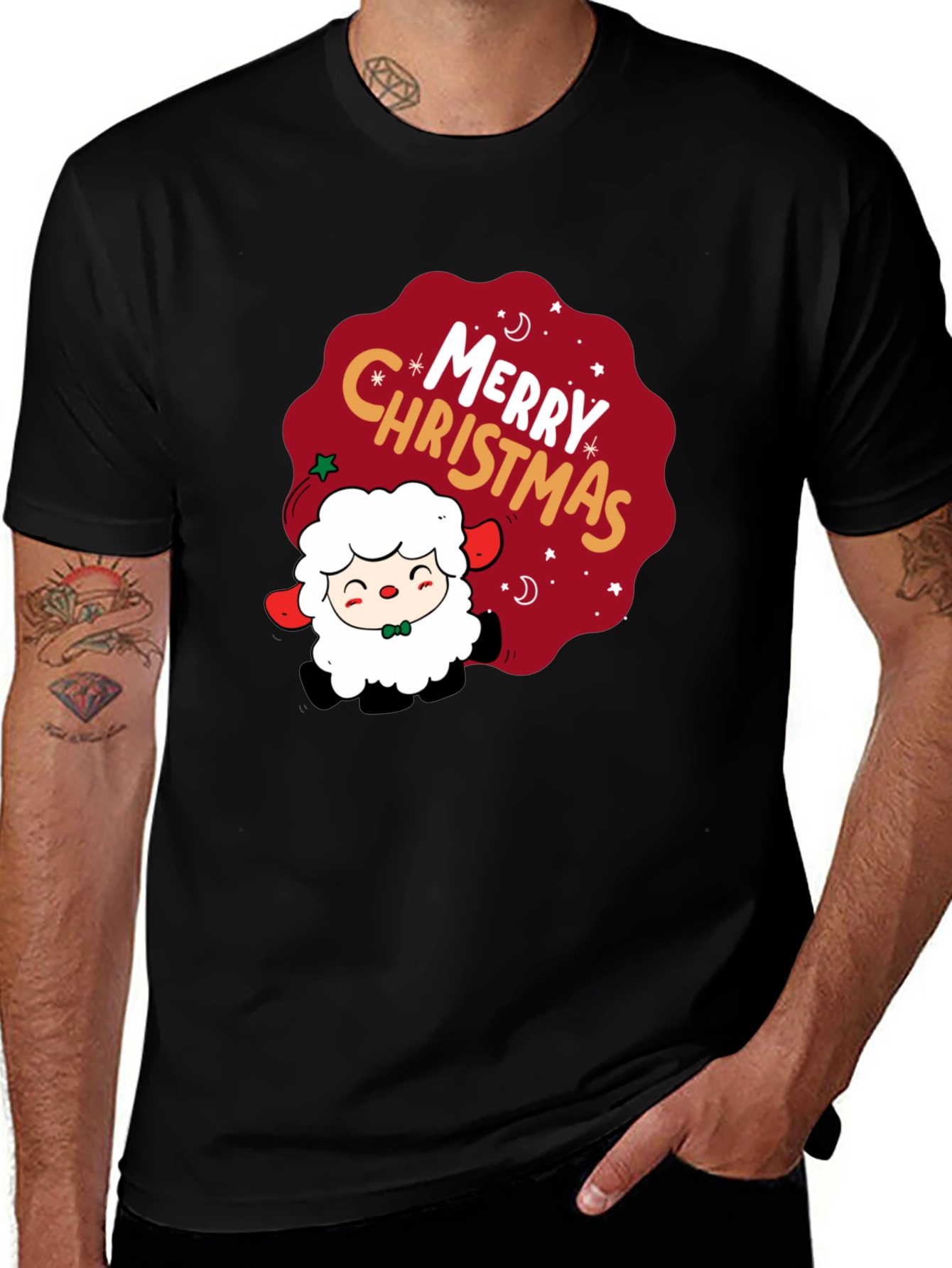 Merry Christmas Sheep Graphic Tee - Holiday Cheer