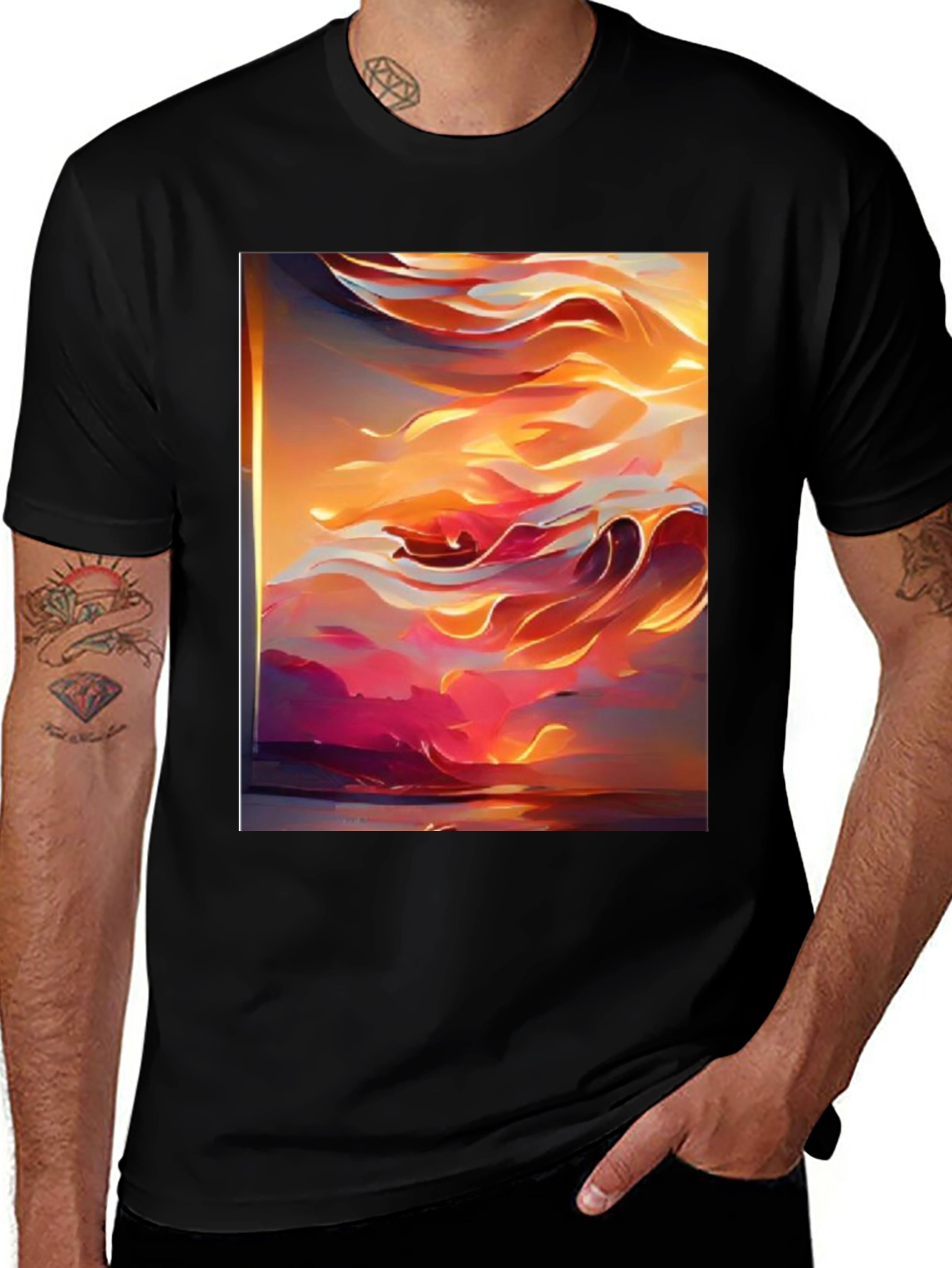 Variant 18 of Abstract Sunset Graphic Tee - Artistic Style