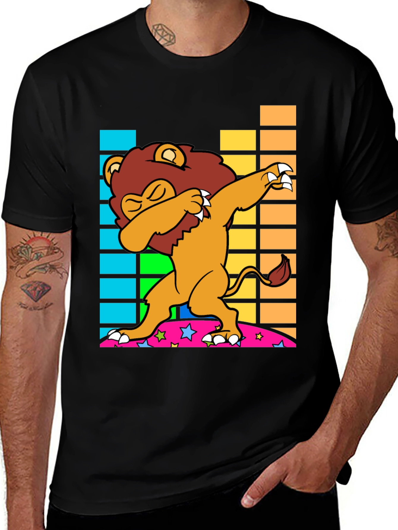 Variant 5 of Dabbing Lion Graphic Tee - Fun Black T-Shirt