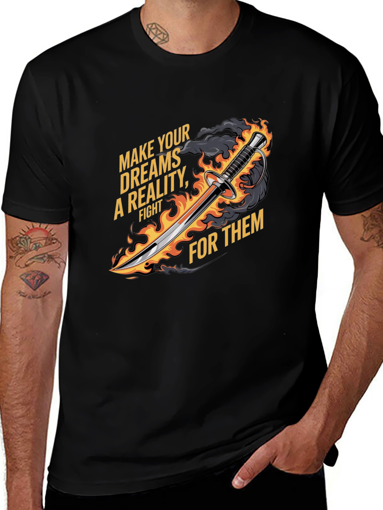 Variant 4 of Motivational Sword T-Shirt - Make Your Dreams a Reality