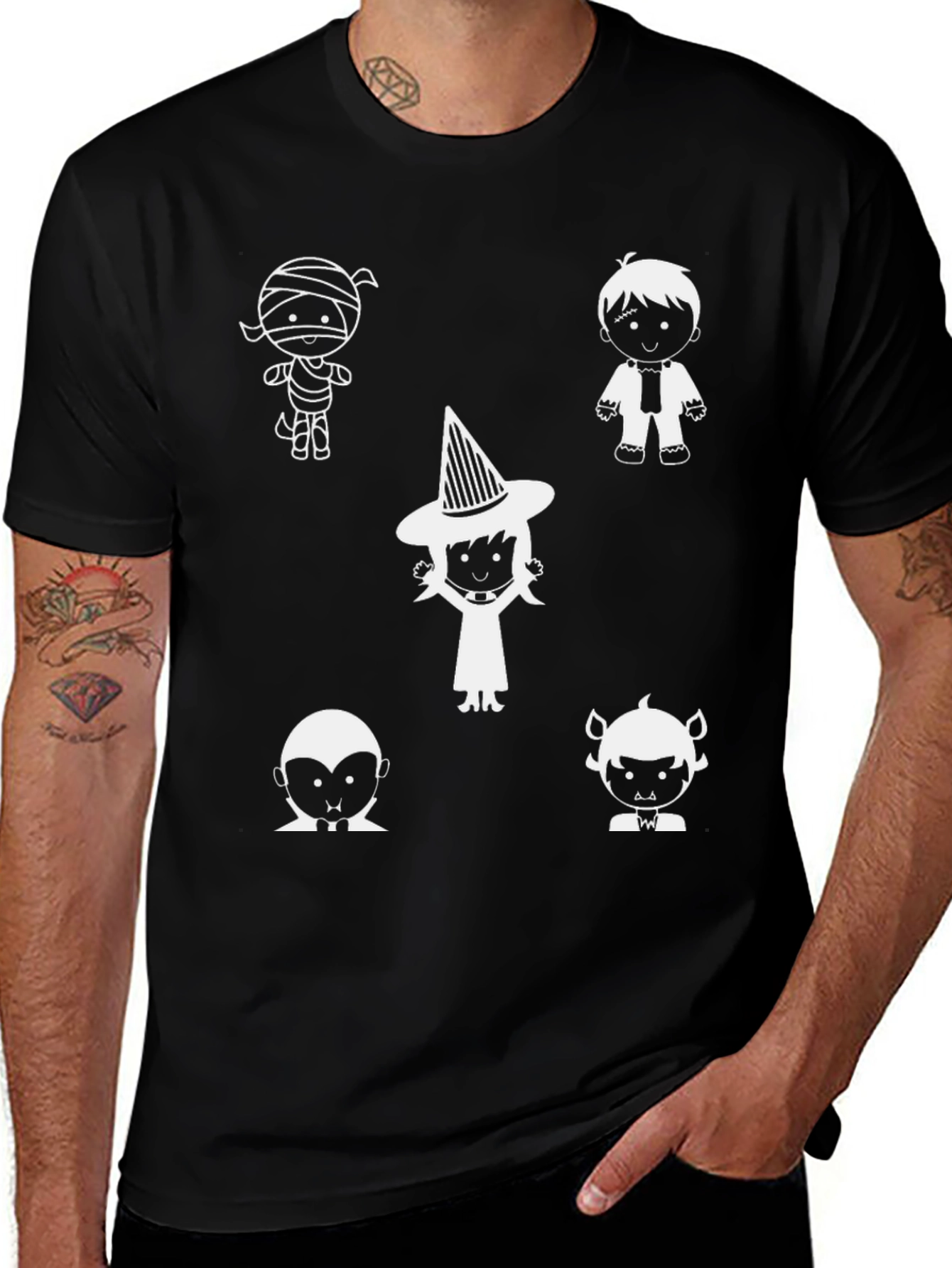 Black Halloween Character T-Shirt main image