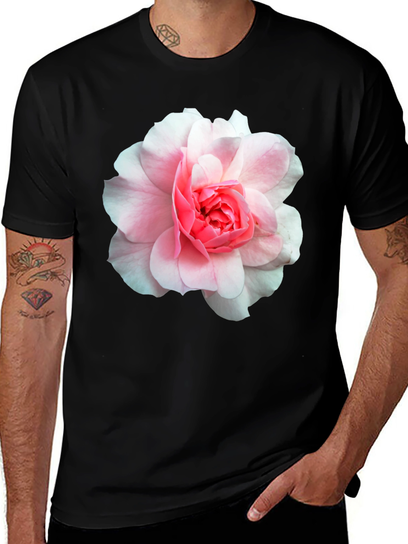 Variant 18 of Floral T-Shirt - Pink Rose Graphic Tee