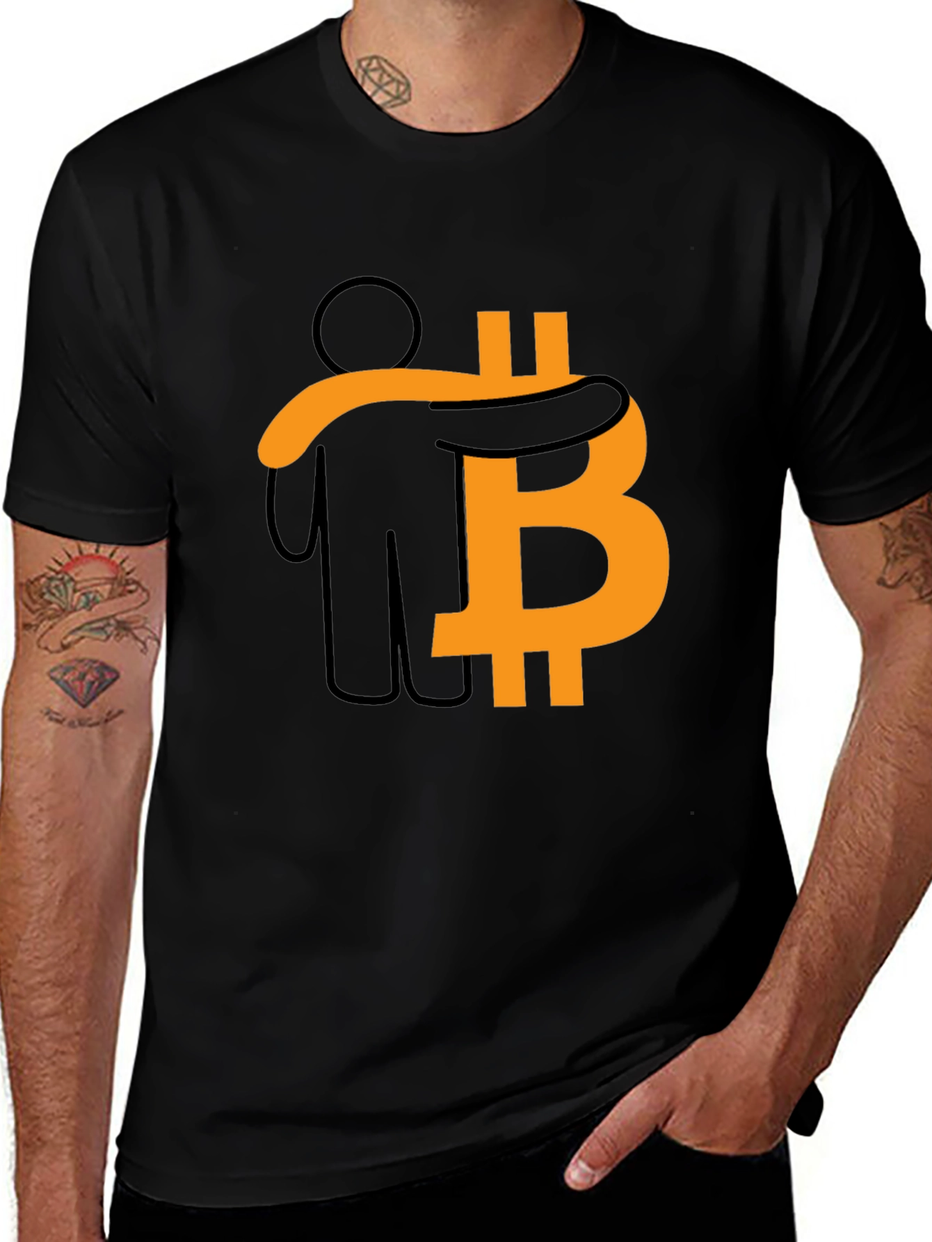 Bitcoin Hug Black T-Shirt