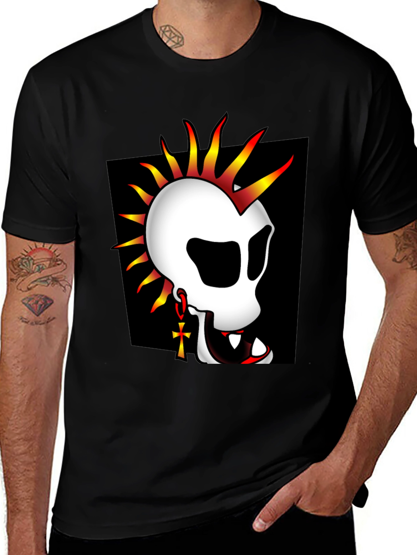 Variant 26 of Punk Skull Graphic T-Shirt - Black
