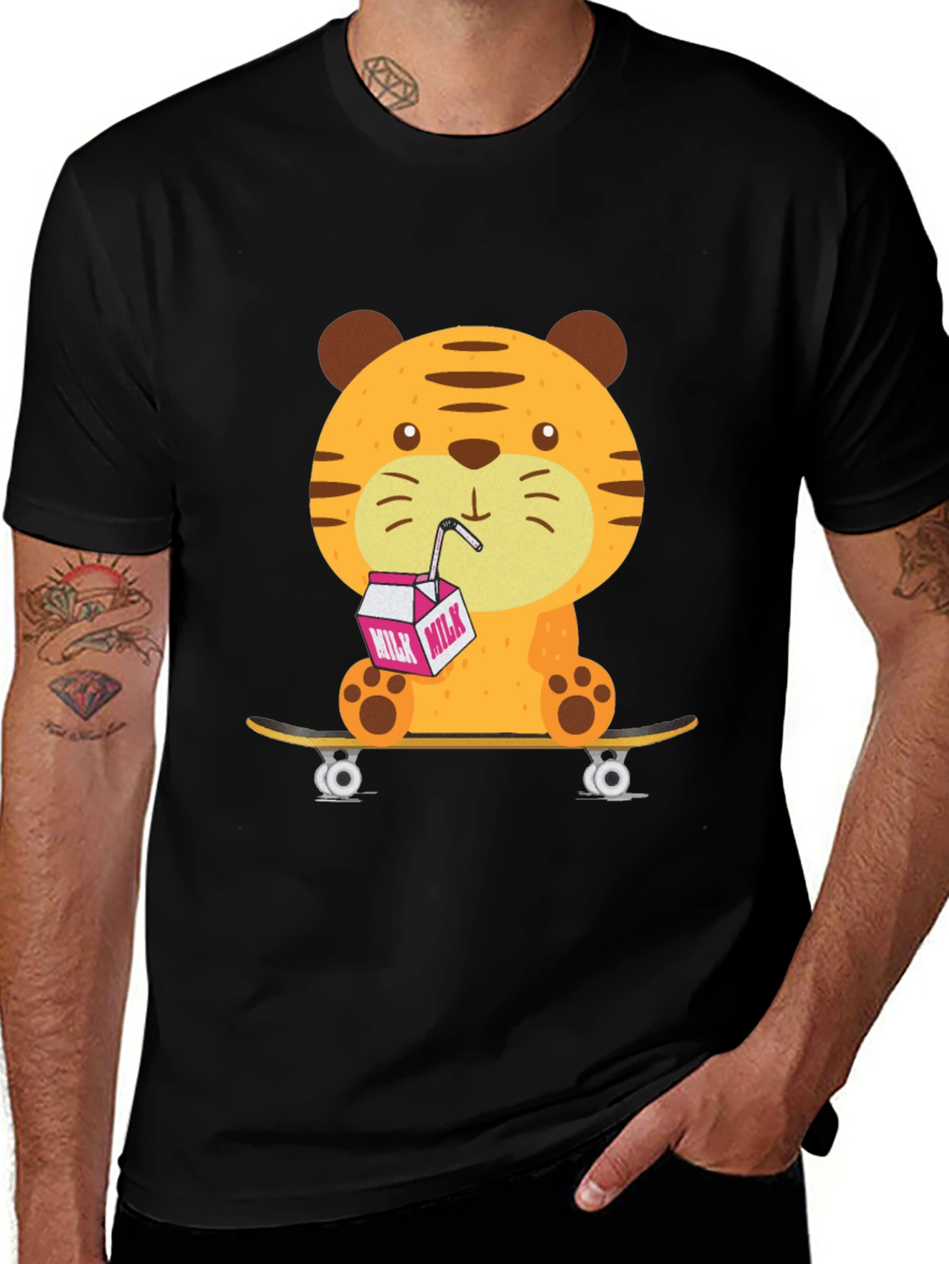 Variant 6 of Cute Tiger Skateboarder Graphic Tee