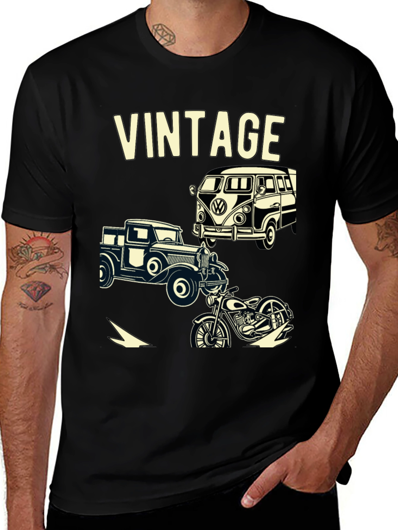 Variant 22 of Vintage Car & Motorcycle Graphic T-Shirt