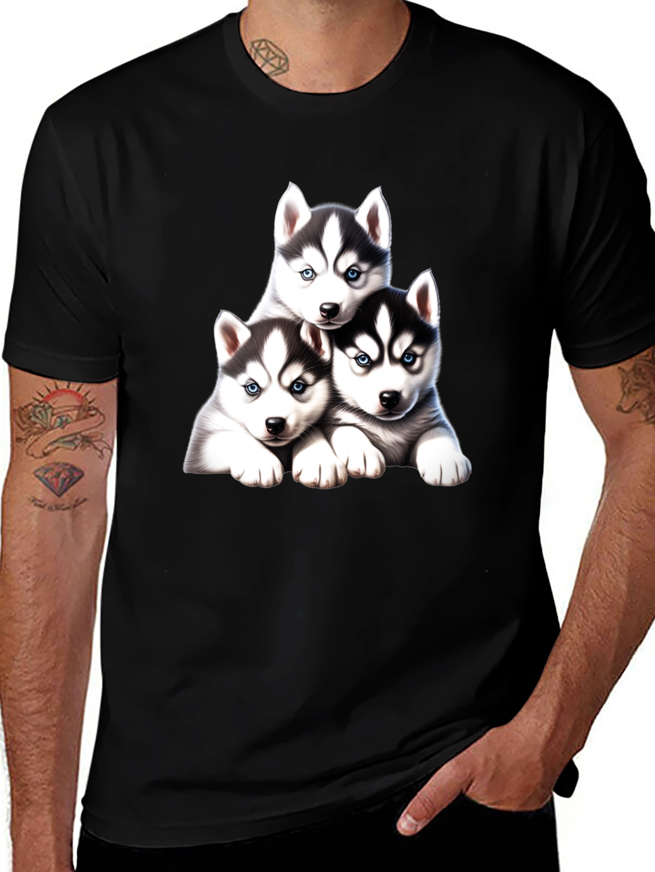 Husky Puppies Graphic T-Shirt