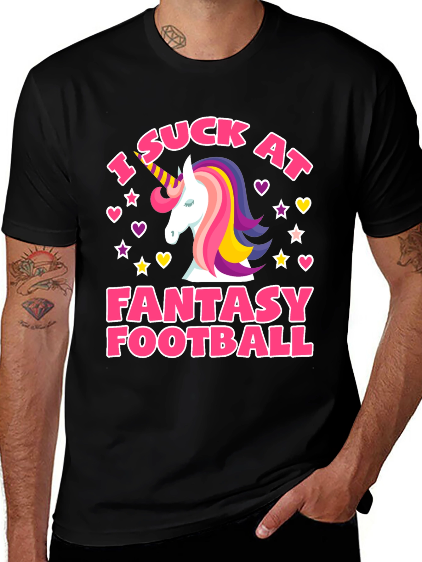 Variant 16 of I Suck At Fantasy Football Unicorn Graphic Tee