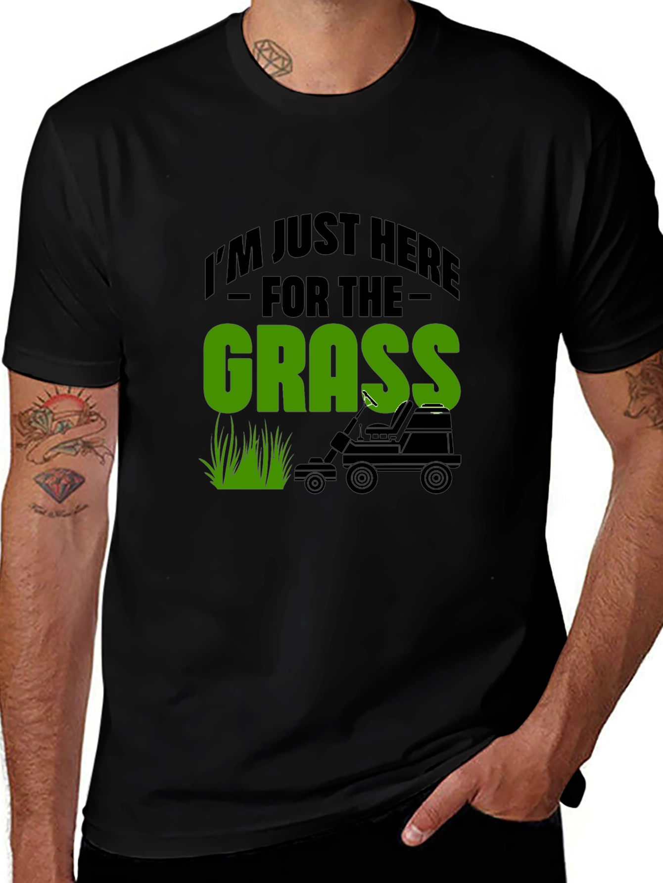 Variant 28 of Funny Grass Lawn Mowing Black T-Shirt