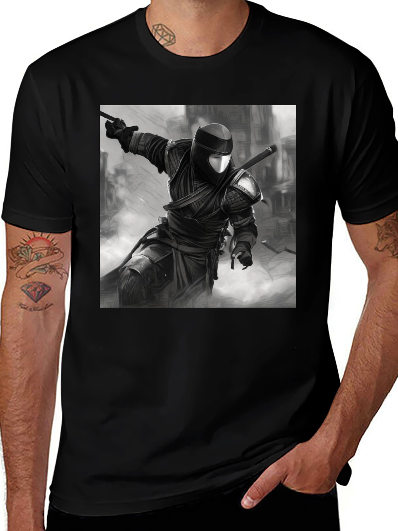 Variant 30 of Ninja Warrior Graphic Tee - Black