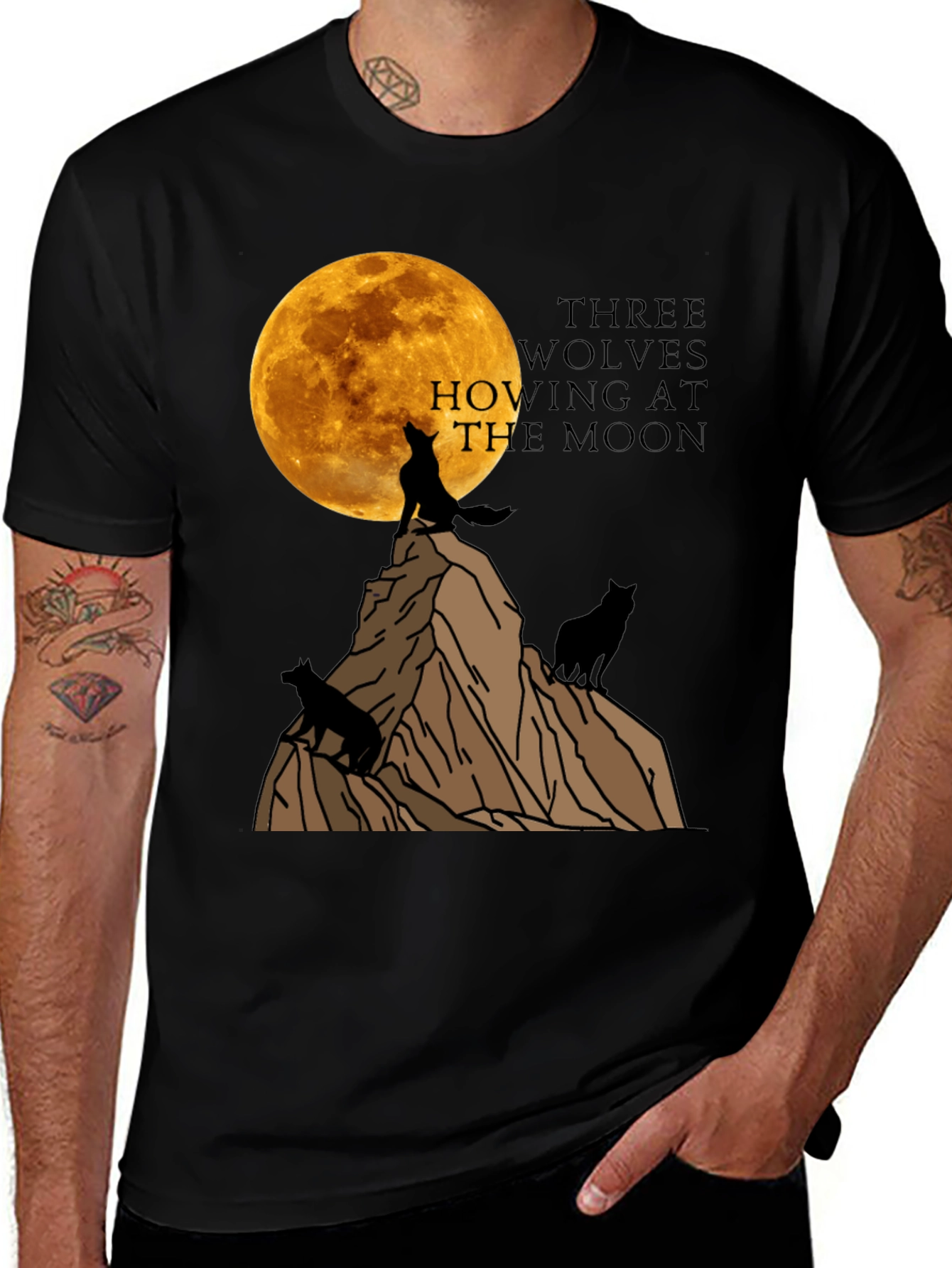 Variant 29 of Three Wolves Howling at the Moon Graphic T-Shirt