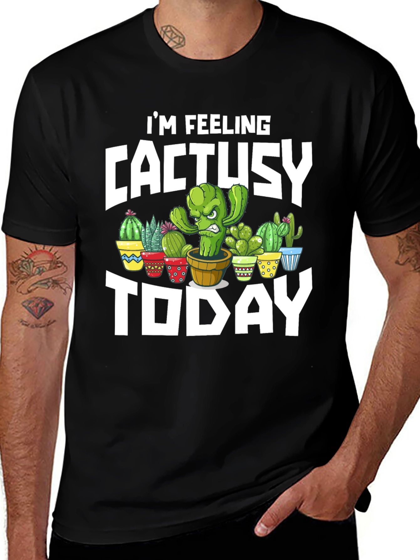 Variant 26 of CactUsy Today T-Shirt - Humorous Cactus Graphic Tee
