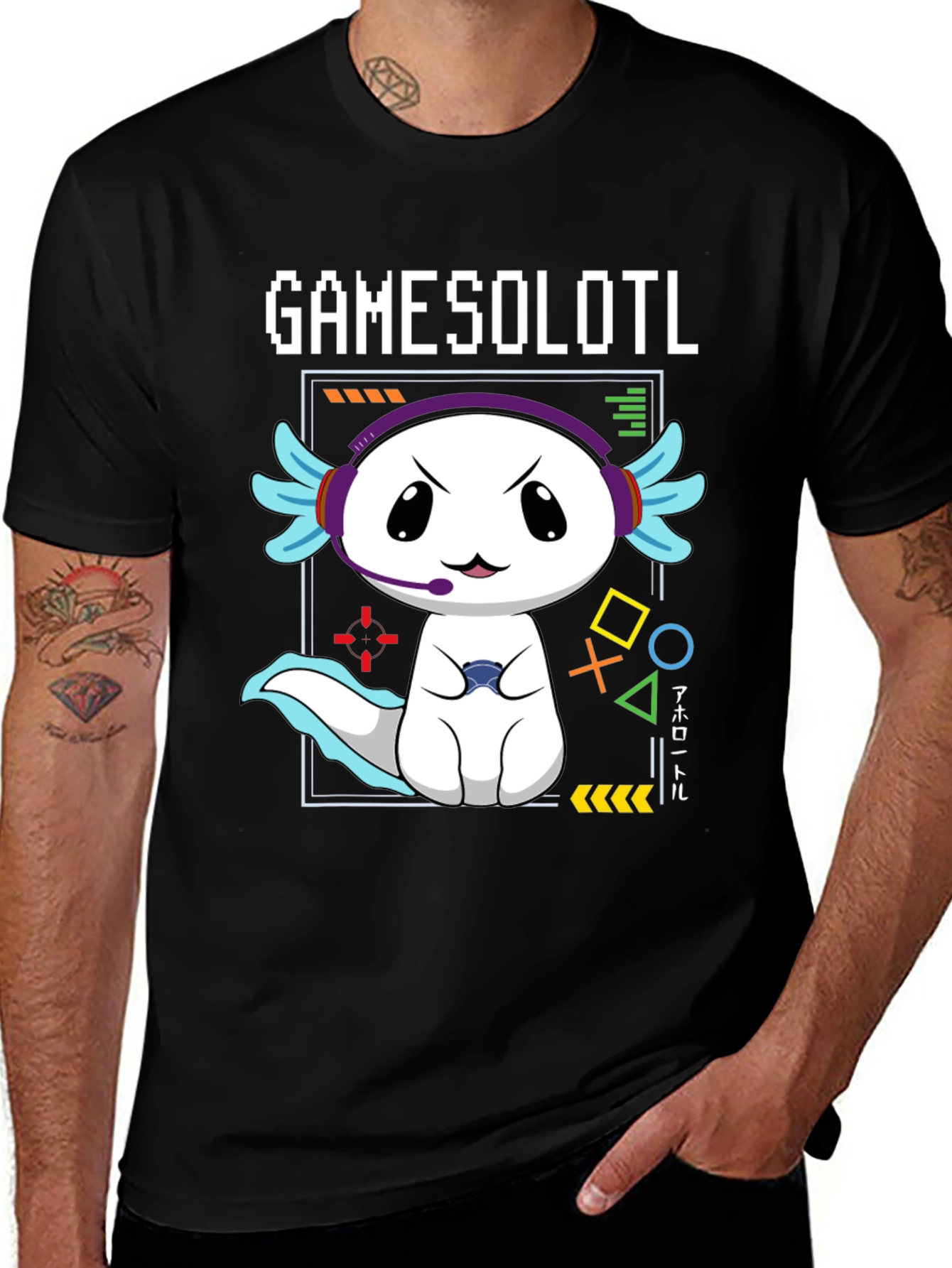 Variant 27 of Gamer Axolotl T-Shirt - Gamesolotl Funny Cute Kawaii Tee