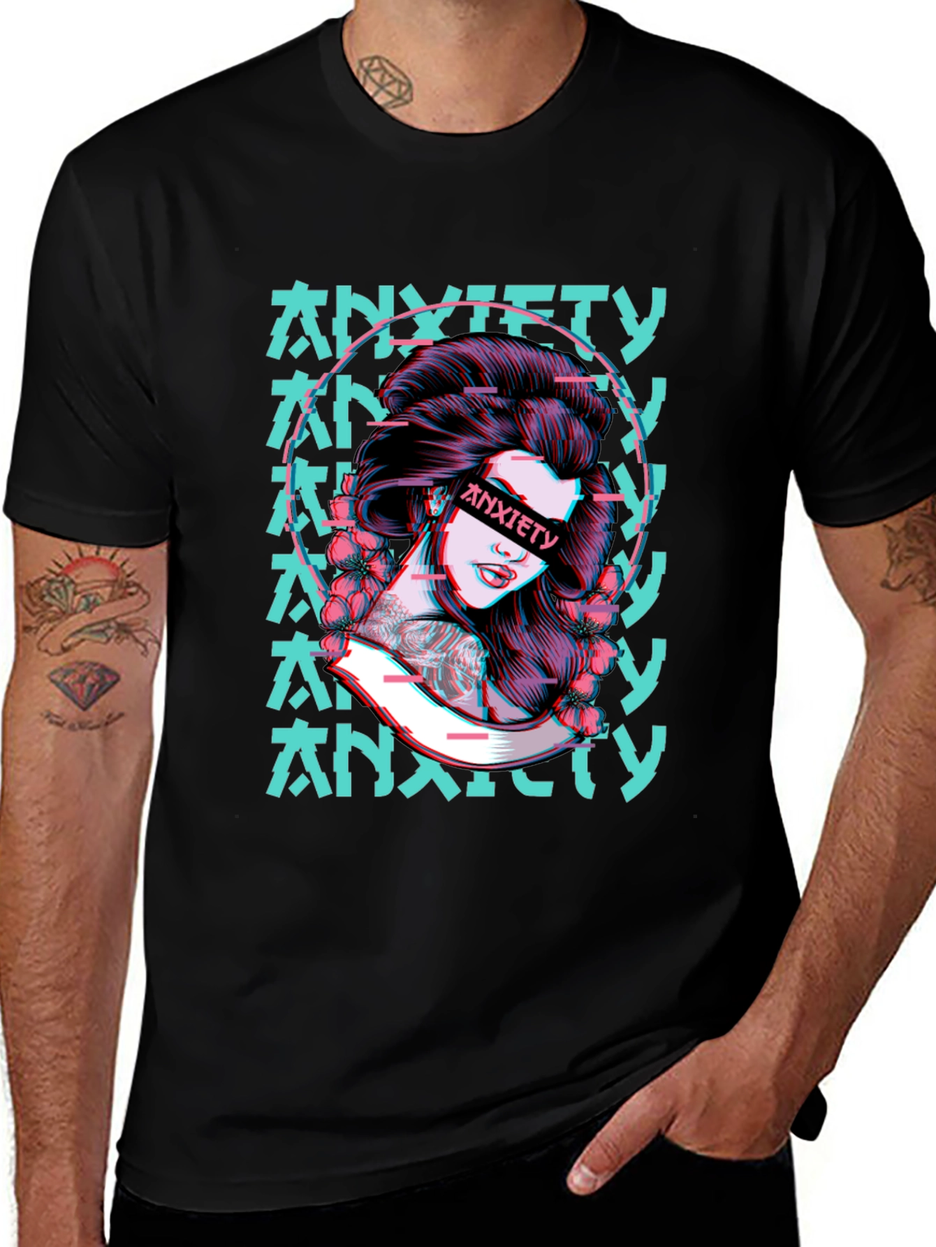 Variant 11 of Anxiety Girl Graphic T-Shirt - Black
