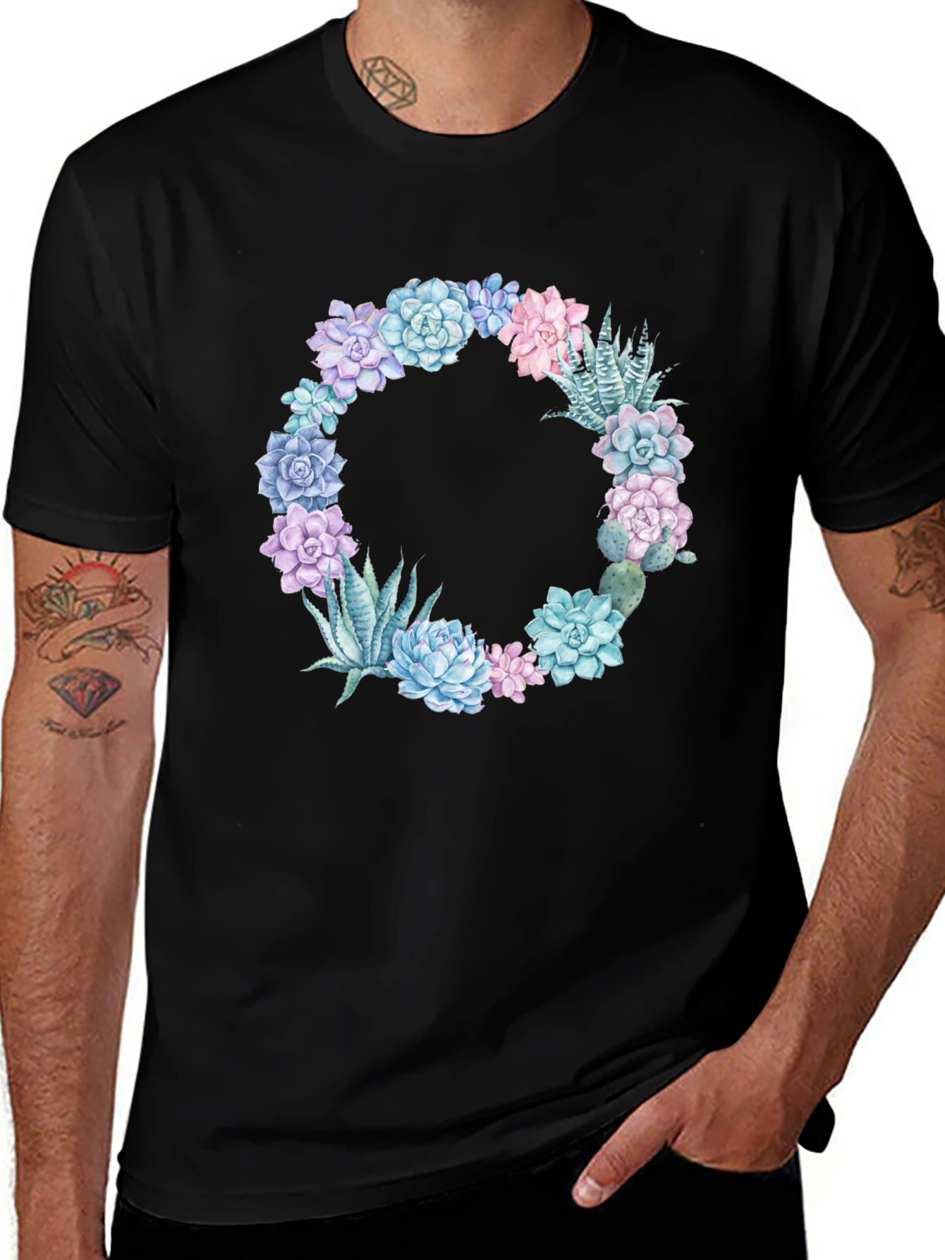 Variant 13 of Floral Succulent Wreath Graphic Tee