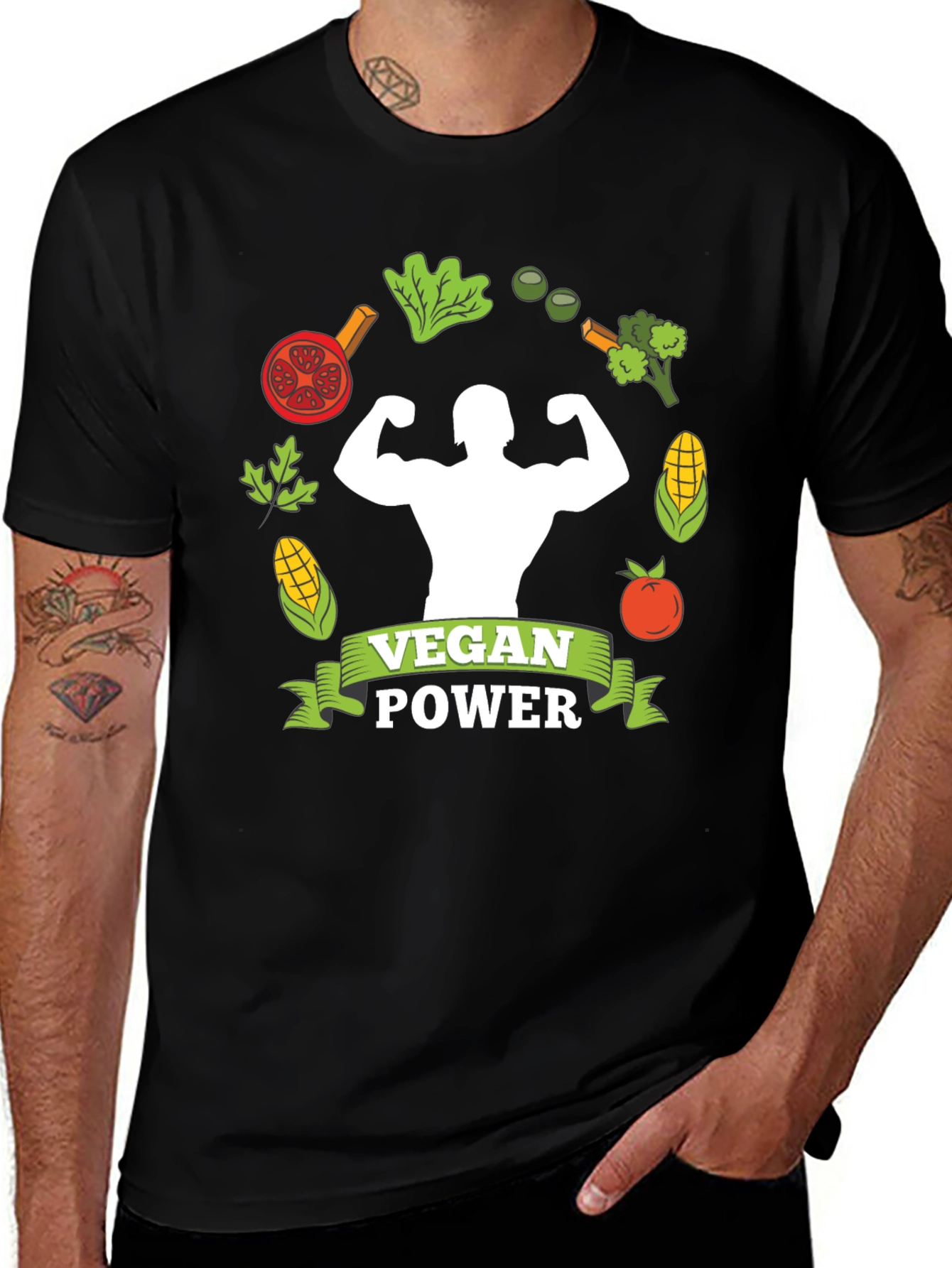 Variant 20 of Vegan Power T-Shirt: Muscle & Plant-Based Design