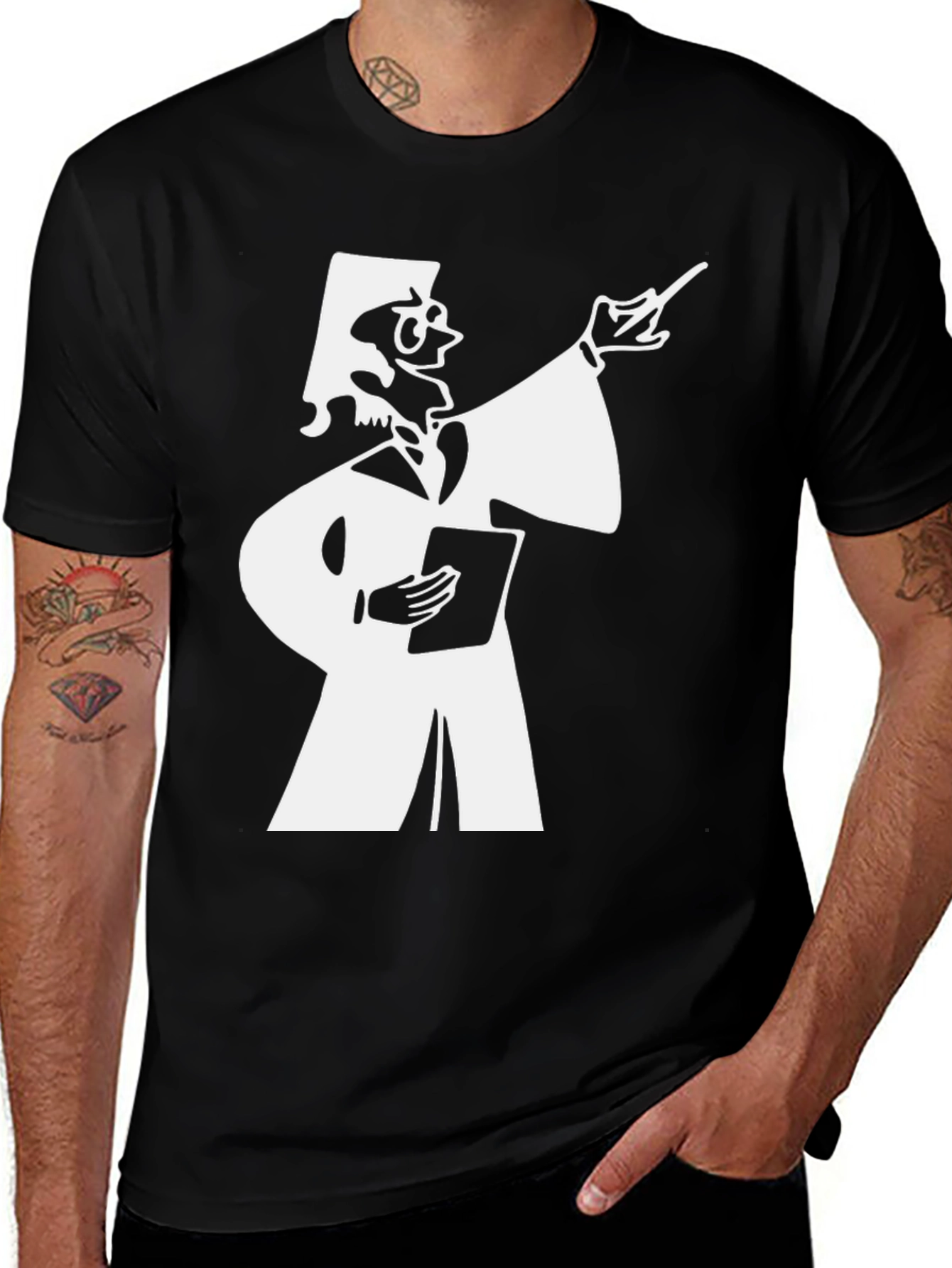 Variant 25 of Funny Cartoon Teacher Black T-Shirt